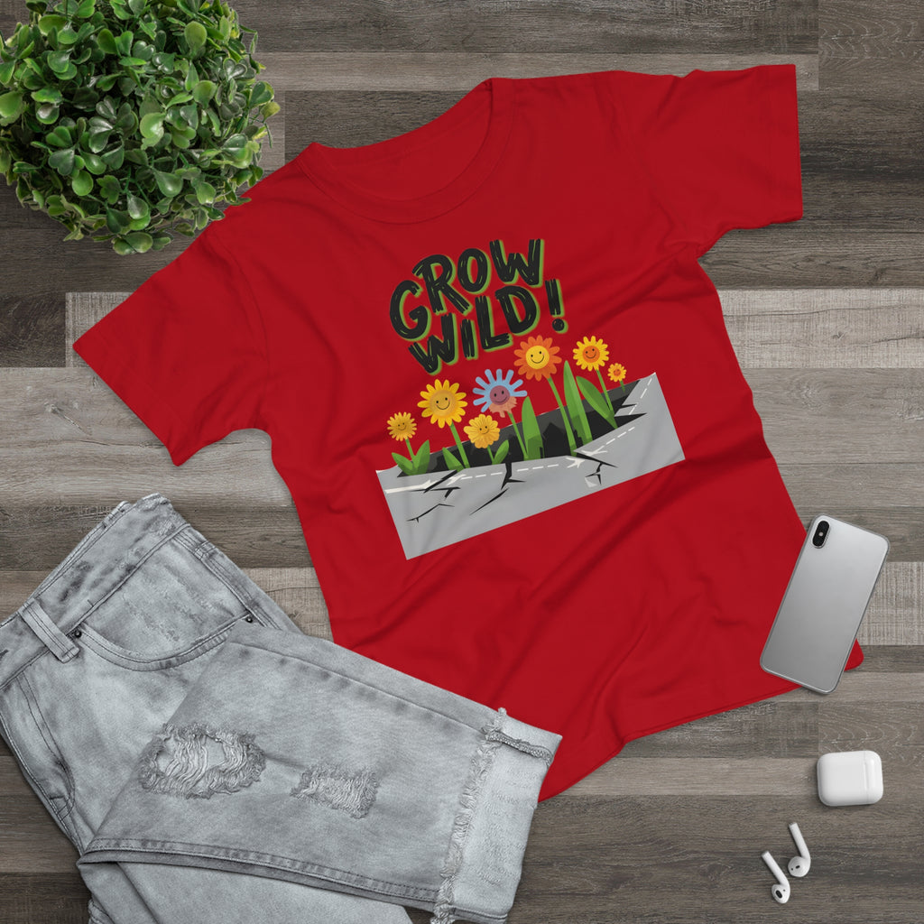 Grow Wild! Floral, Frontprint, Women's T-Shirt, Nature Tee, Spring Shirt, Gardening Gift, Flower Lover Apparel