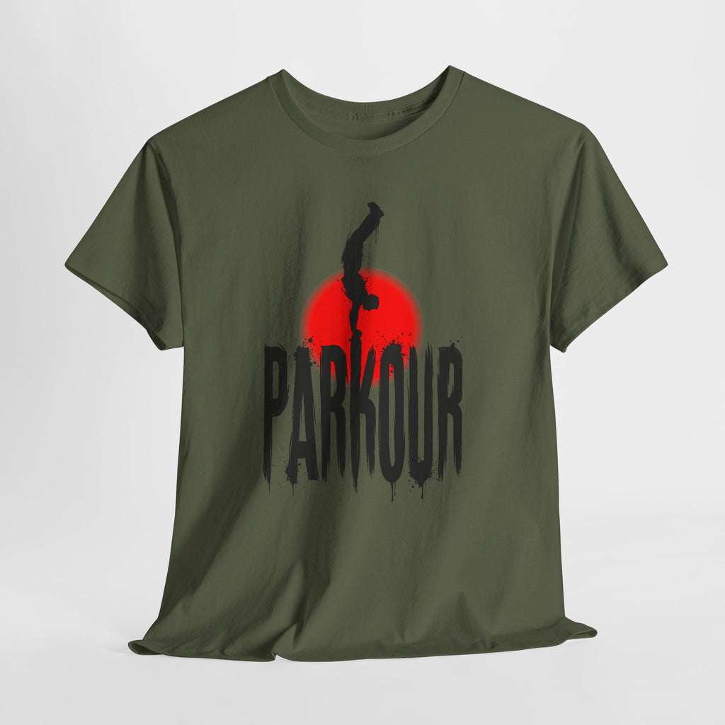 Parkour B: Frontprint, Unisex T-Shirt - Urban Stunt Silhouette Crewneck