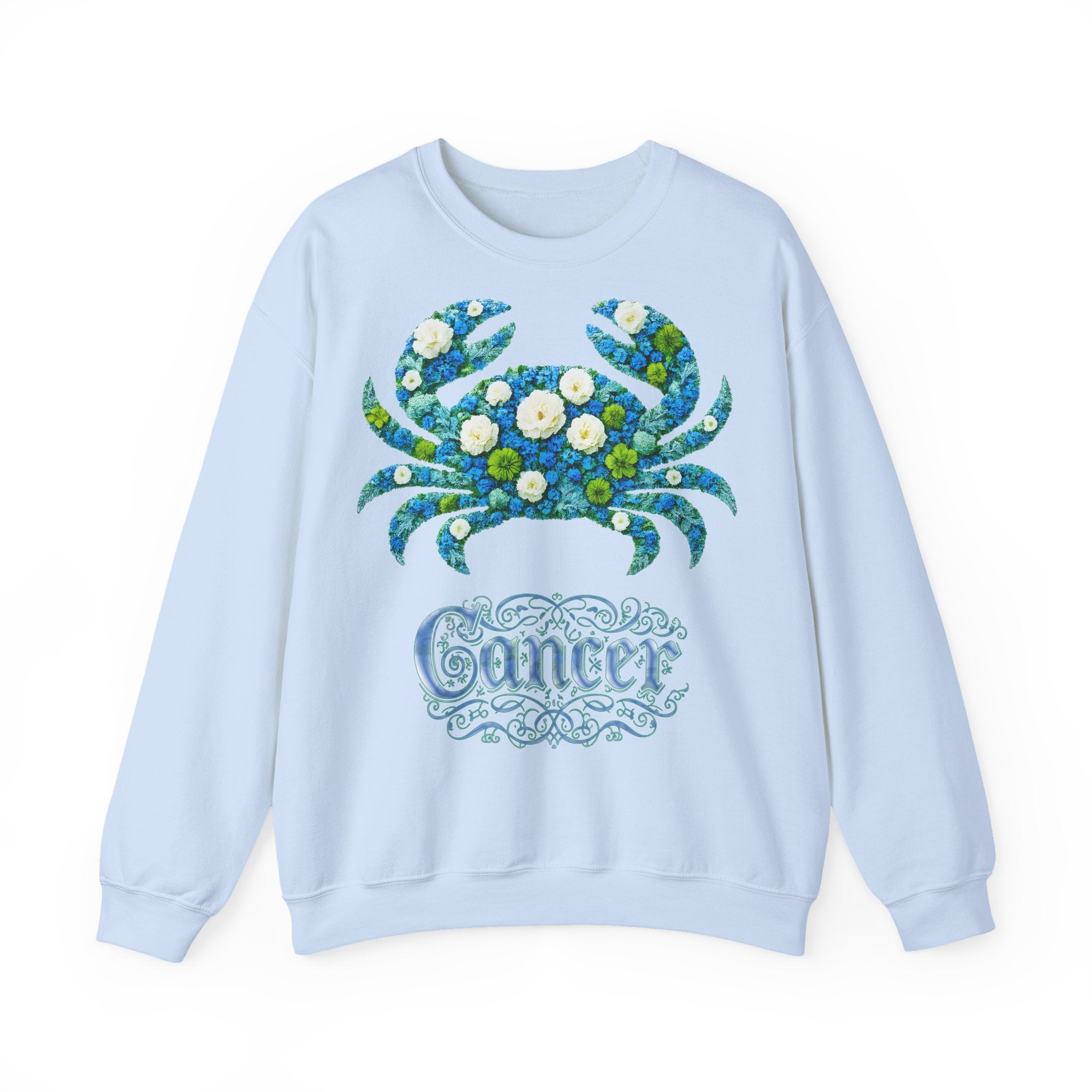 Krebs: Frontprint, Unisex Sweatshirt, florales Sternzeichen, Zodiac Astrologie (Cancer)