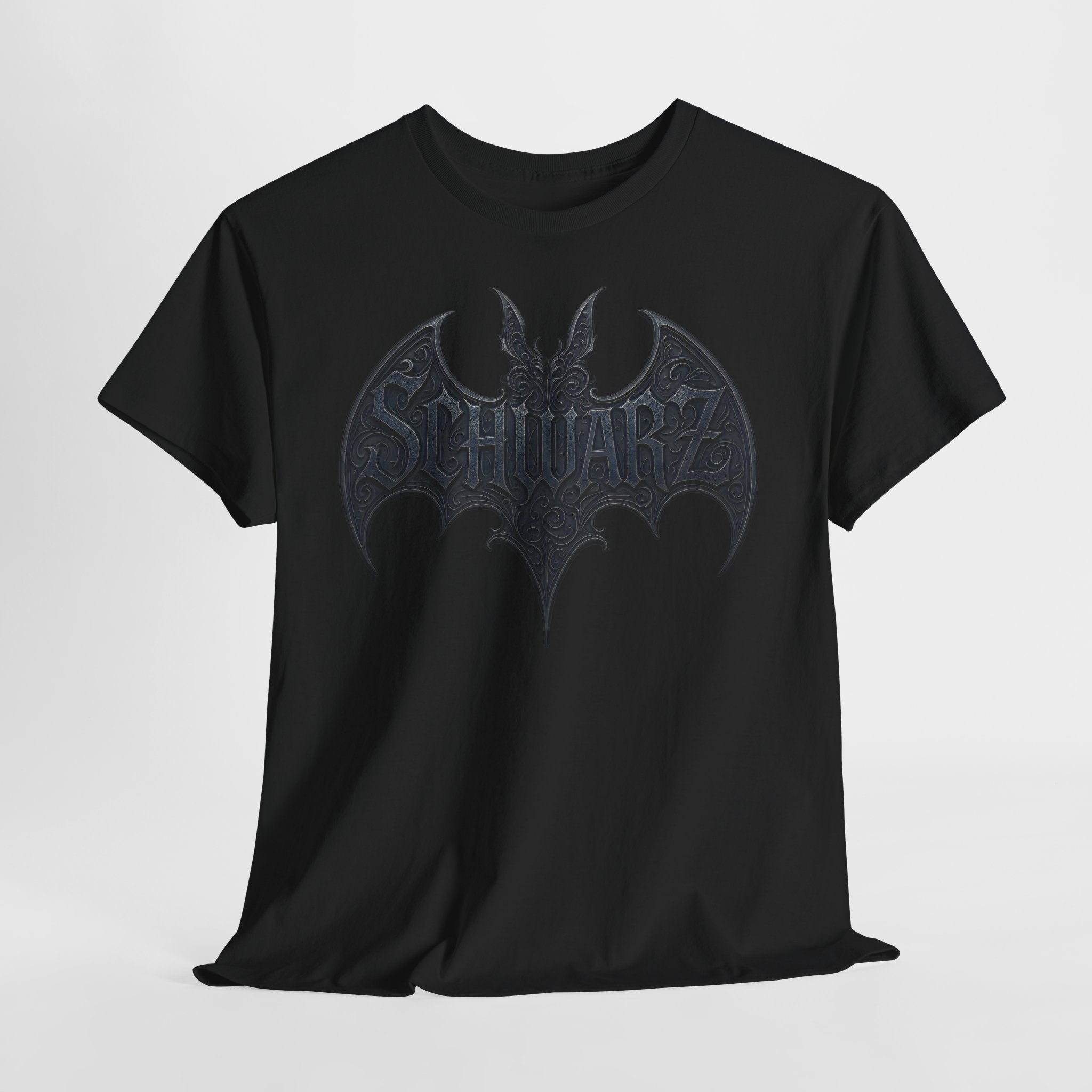 Fledermaus SCHWARZ, Frontprint. Unisex T-Shirt, Gothic Bat Logo Tee