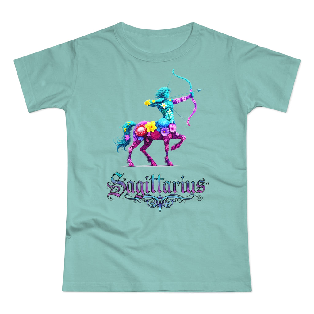 Schütze: Frontprint, Womens' T-Shirt, florales Sternzeichen, Zodiac Astrologie (Sagittarius)
