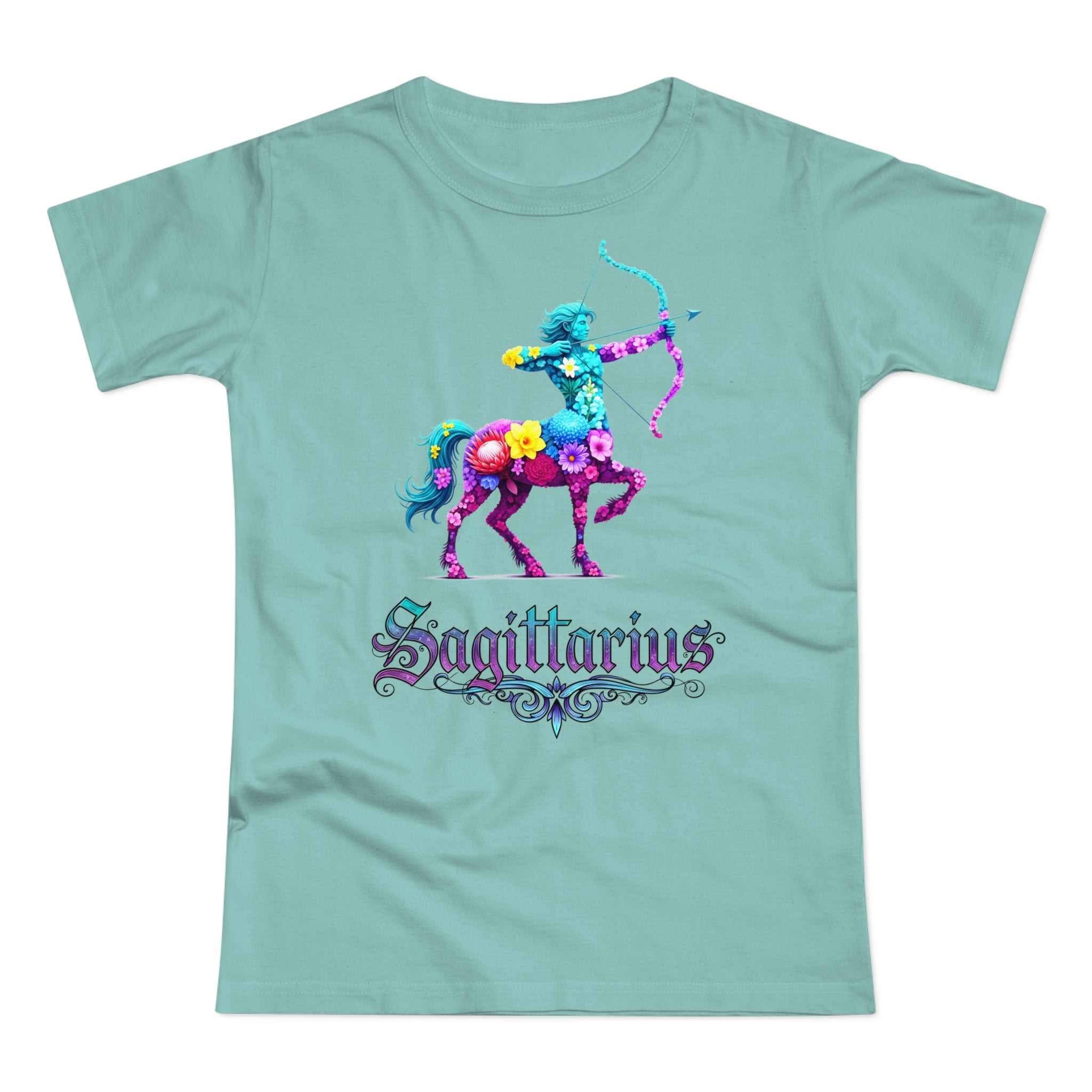 Schütze: Frontprint, Womens' T-Shirt, florales Sternzeichen, Zodiac Astrologie (Sagittarius)