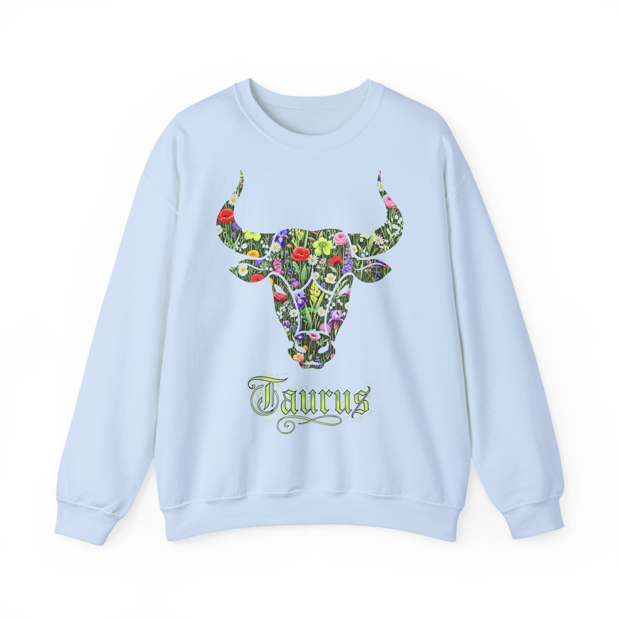 Stier: Frontprint, Unisex Sweatshirt, florales Sternzeichen, Zodiac Astrologie (Taurus)