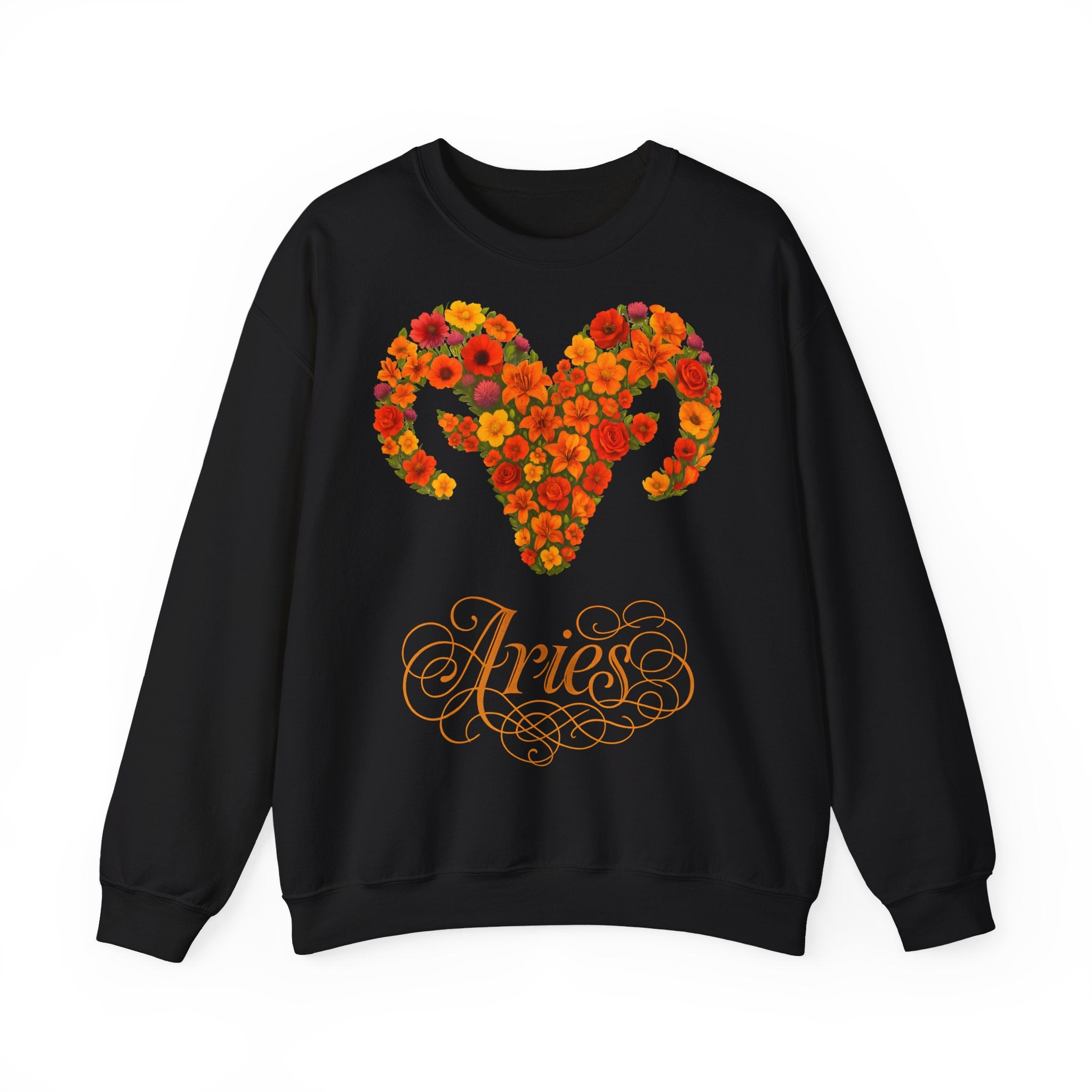 Widder: Frontprint, Unisex Sweatshirt, florales Sternzeichen, Zodiac Astrologie (Aries)