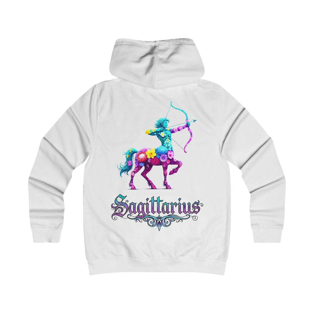 Schütze: Backprint, Womens' Hoodie - florales Sternzeichen, Zodiac (Sagittarius)
