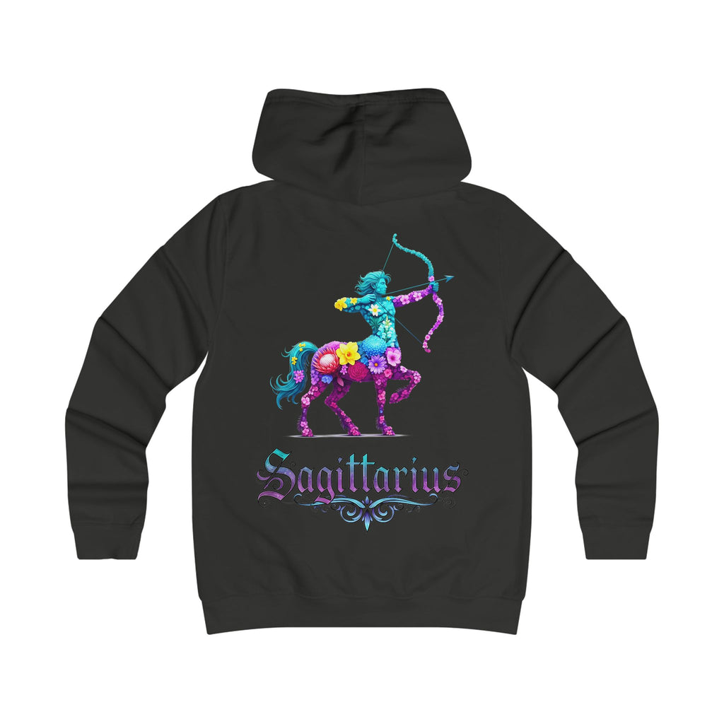 Schütze: Backprint, Womens' Hoodie - florales Sternzeichen, Zodiac (Sagittarius)