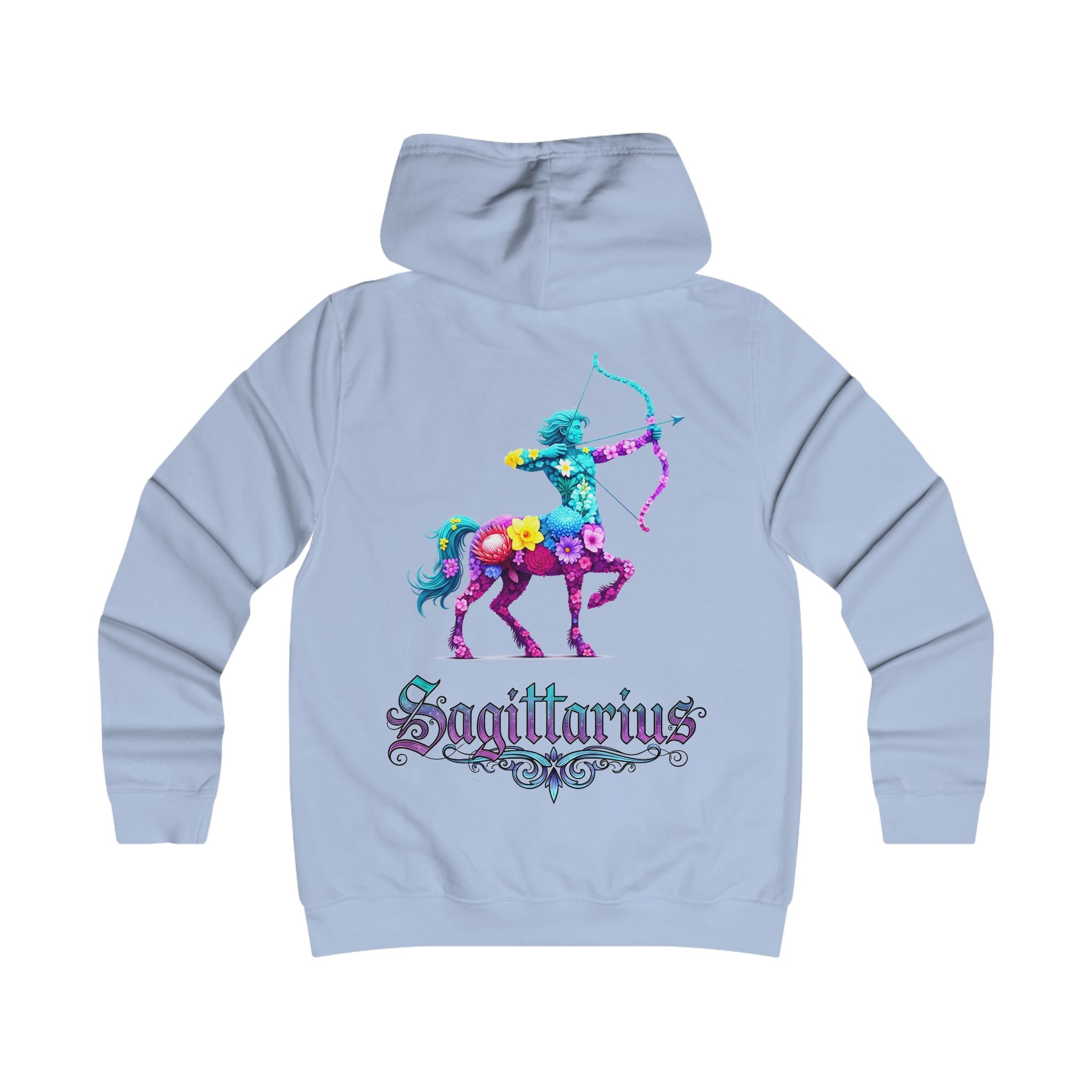 Schütze: Backprint, Womens' Hoodie - florales Sternzeichen, Zodiac (Sagittarius)