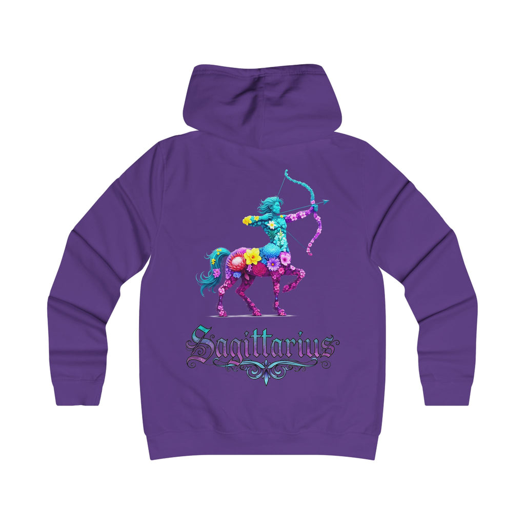 Schütze: Backprint, Womens' Hoodie - florales Sternzeichen, Zodiac (Sagittarius)