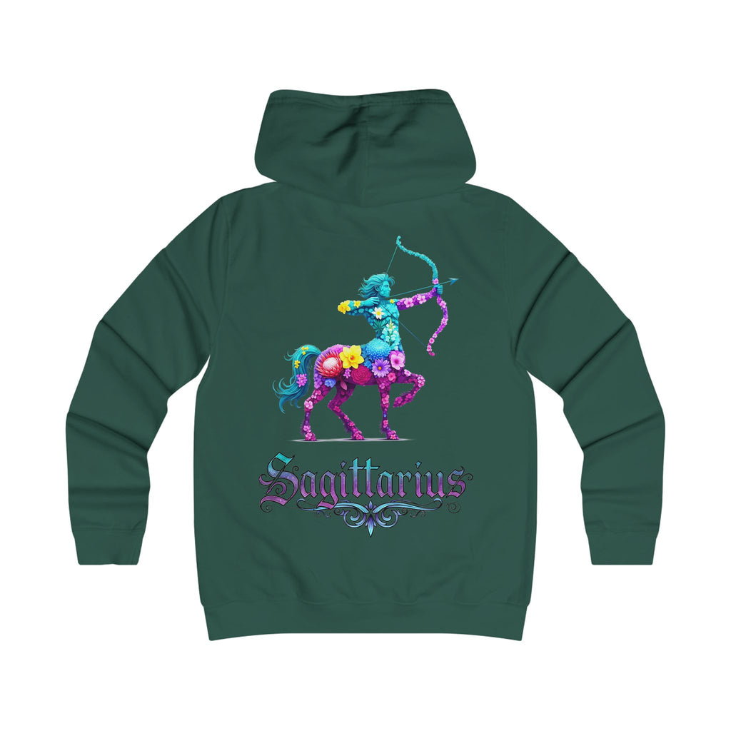 Schütze: Backprint, Womens' Hoodie - florales Sternzeichen, Zodiac (Sagittarius)
