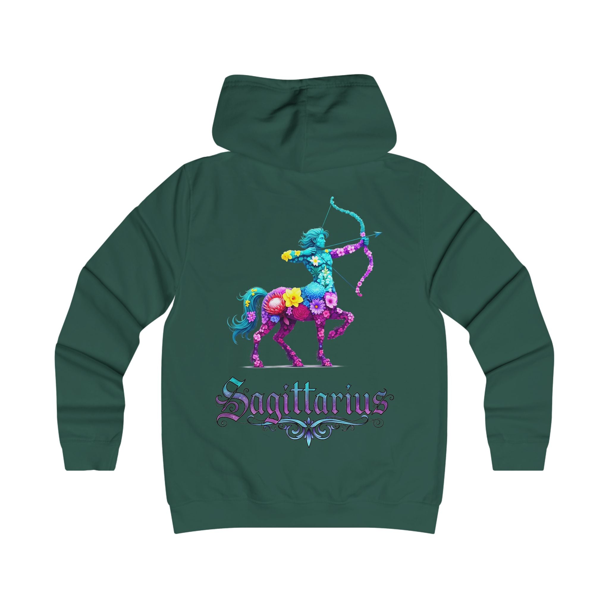 Schütze: Backprint, Womens' Hoodie - florales Sternzeichen, Zodiac (Sagittarius)