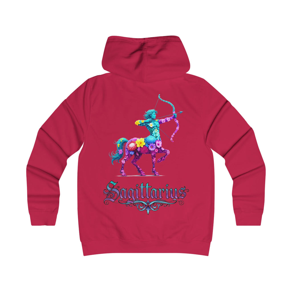 Schütze: Backprint, Womens' Hoodie - florales Sternzeichen, Zodiac (Sagittarius)