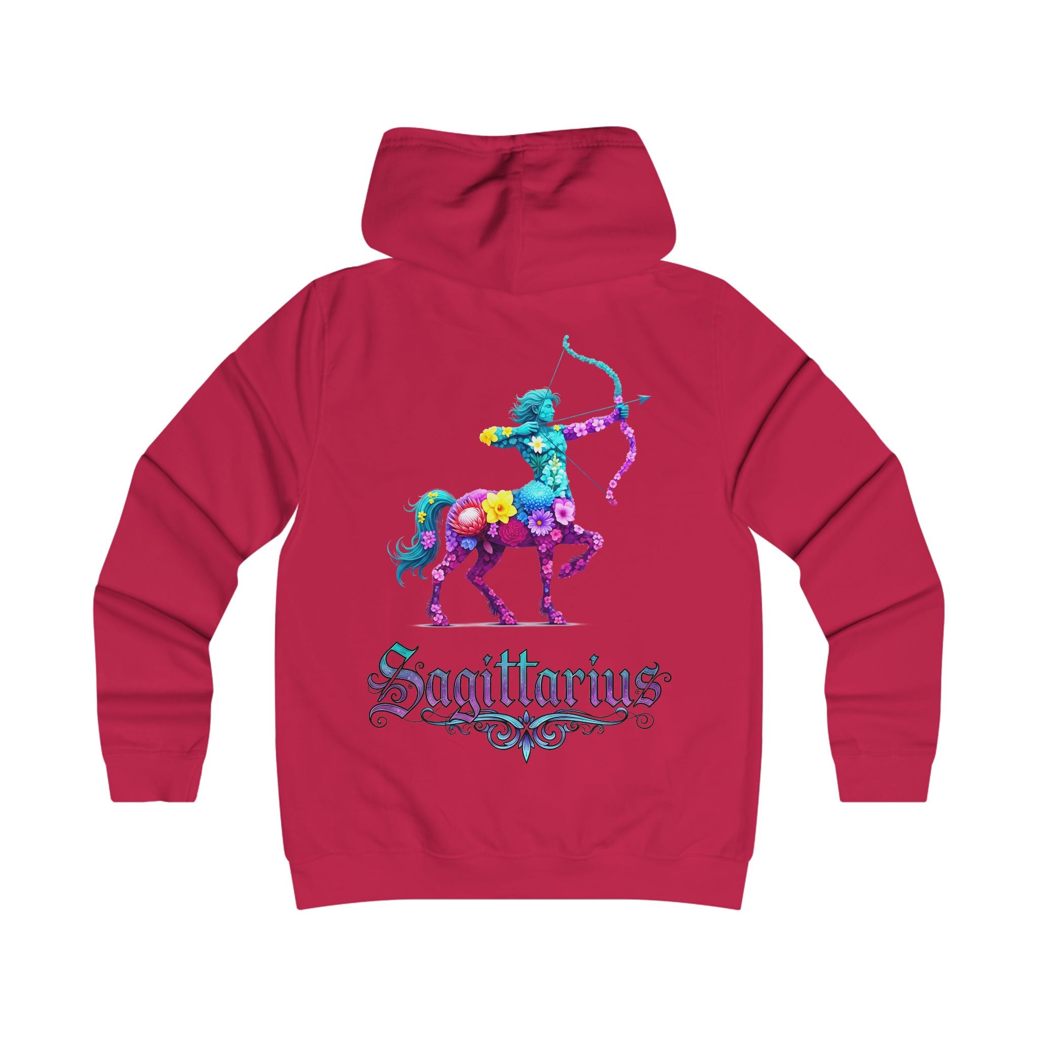 Schütze: Backprint, Womens' Hoodie - florales Sternzeichen, Zodiac (Sagittarius)