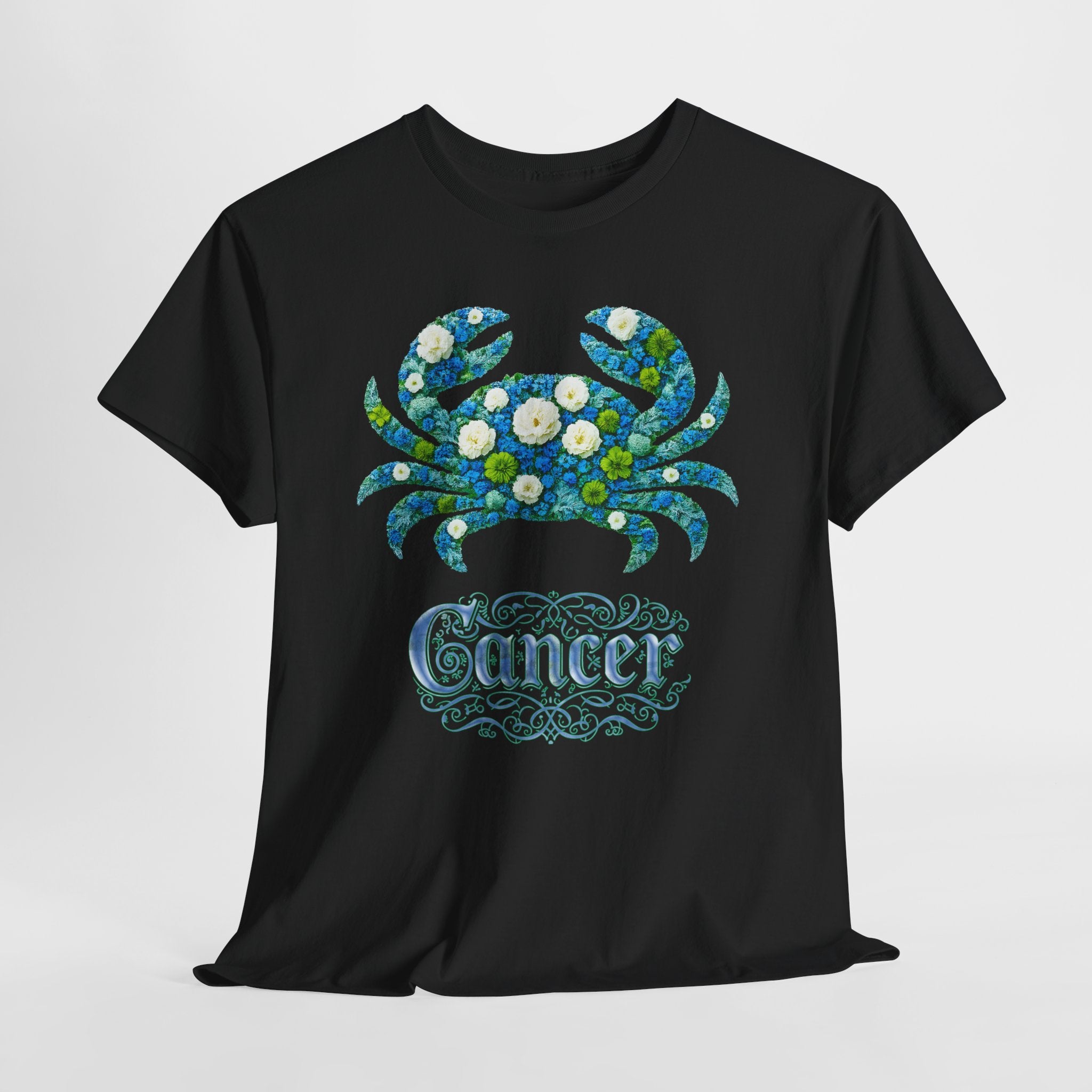 Cancer Floral Zodiac Tee, Astrology Shirt, Gift for Cancer, Horoscope Apparel, Unisex Tees, Cute Crab Design