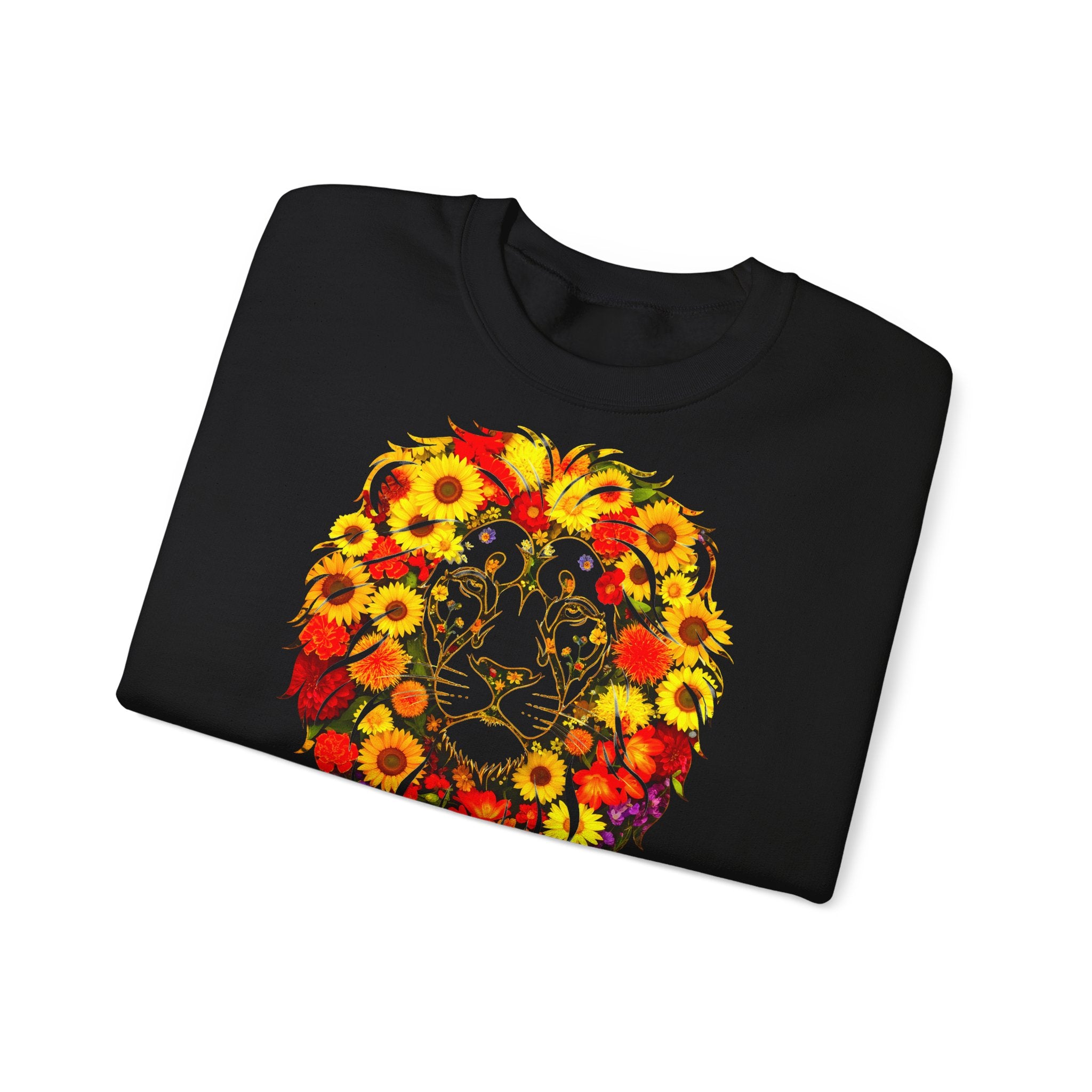 Löwe: Frontprint, Unisex Sweatshirt, florales Sternzeichen, Zodiac Astrologie (Leo)