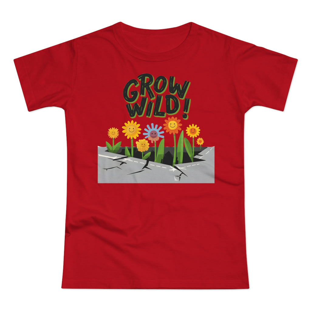 Grow Wild! Floral, Frontprint, Women's T-Shirt, Nature Tee, Spring Shirt, Gardening Gift, Flower Lover Apparel