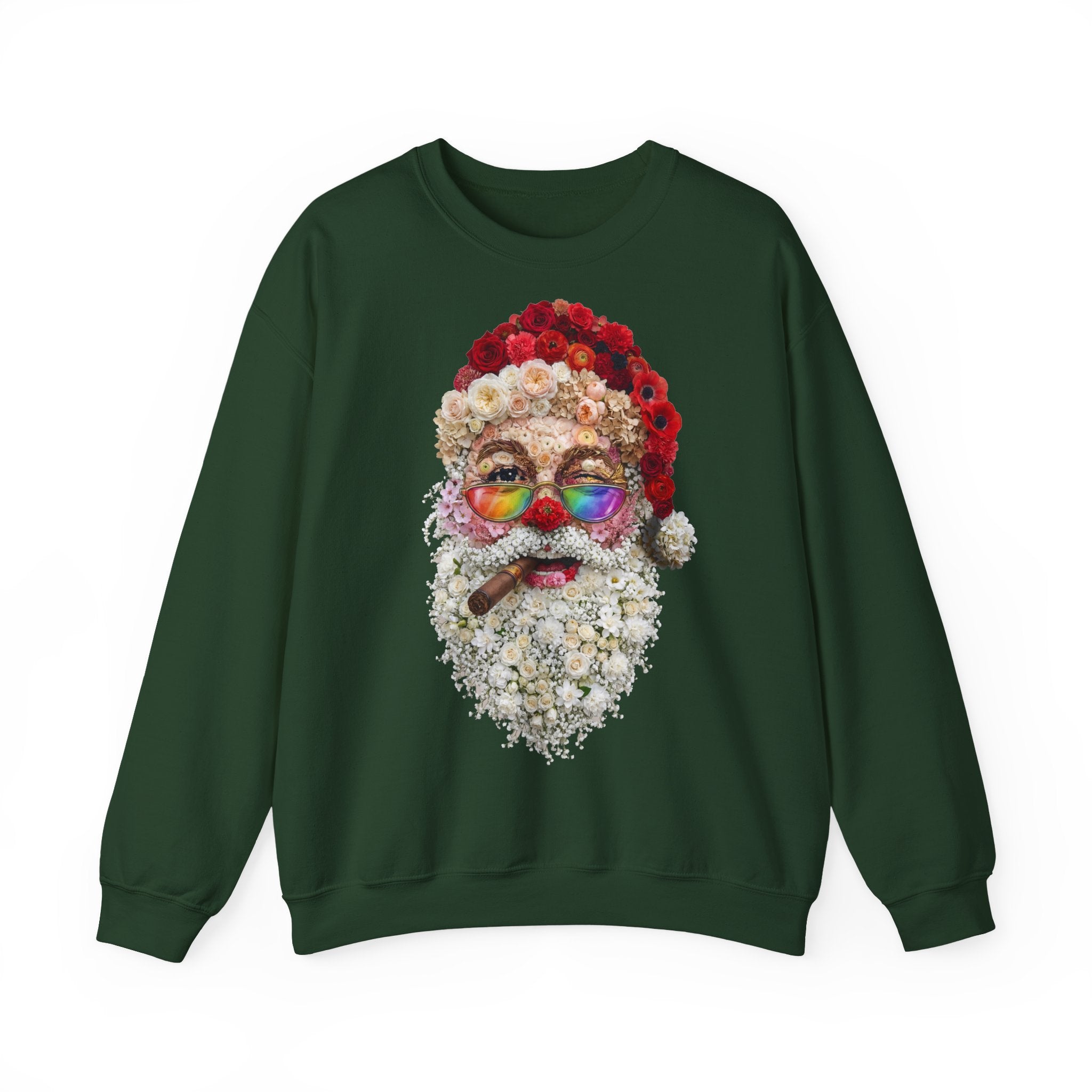 Blumen-Santa: Frontprint, Unisex Sweatshirt - Colorful Rainbow Glasses Floral