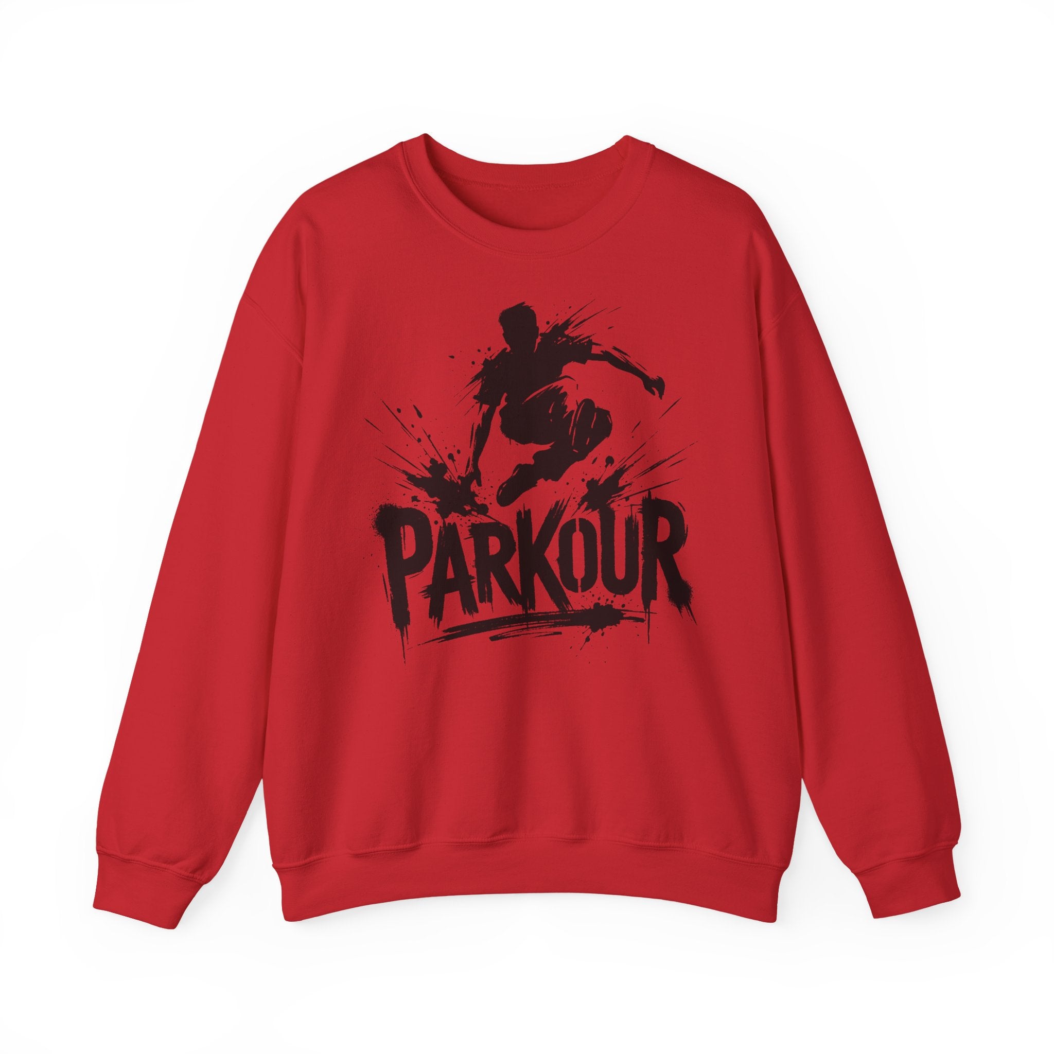 Parkour 01: Frontprint, Unisex Sweatshirt - Urban Stunt Silhouette Crewneck
