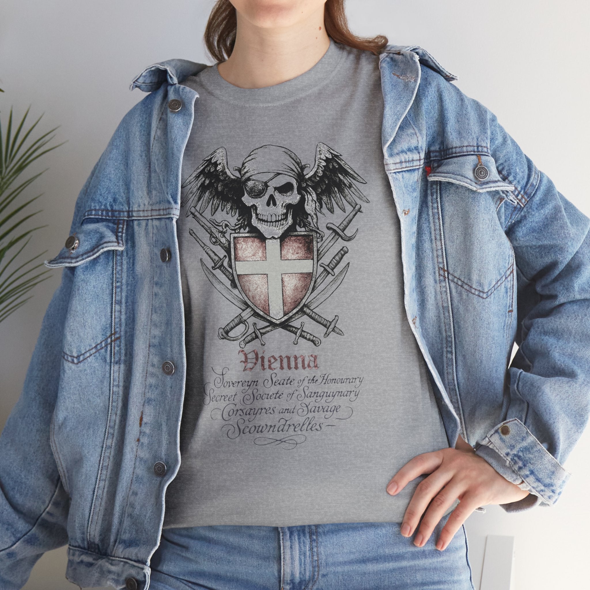 Grimwater Edition - Vienna, the sinister old headquarter of the Secret Society of bloodthirsty Pirates, Skull and Sword Gothic T-shirt