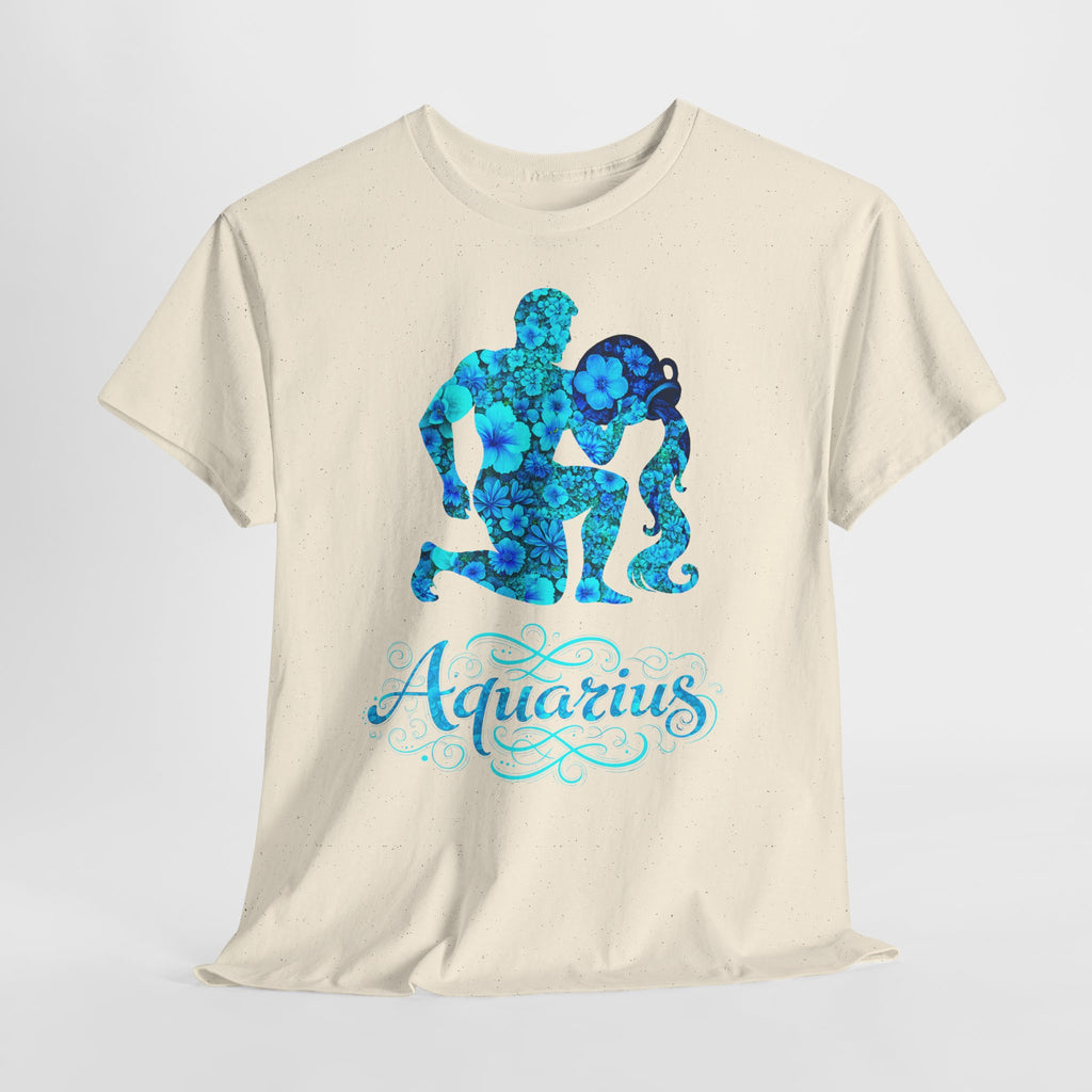 Wassermann: Frontprint, Unisex T-Shirt - Florales Sternzeichen Astrologie (Aquarius)
