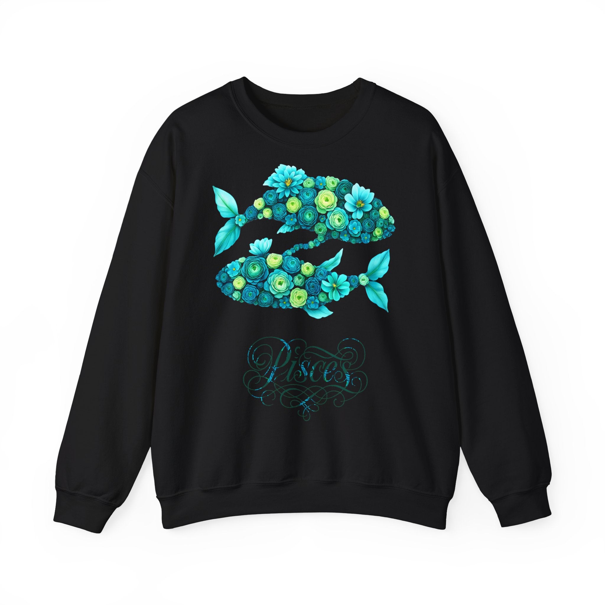 Fische: Frontprint, Unisex Sweatshirt, florales Sternzeichen, Zodiac Astrologie (Pisces)