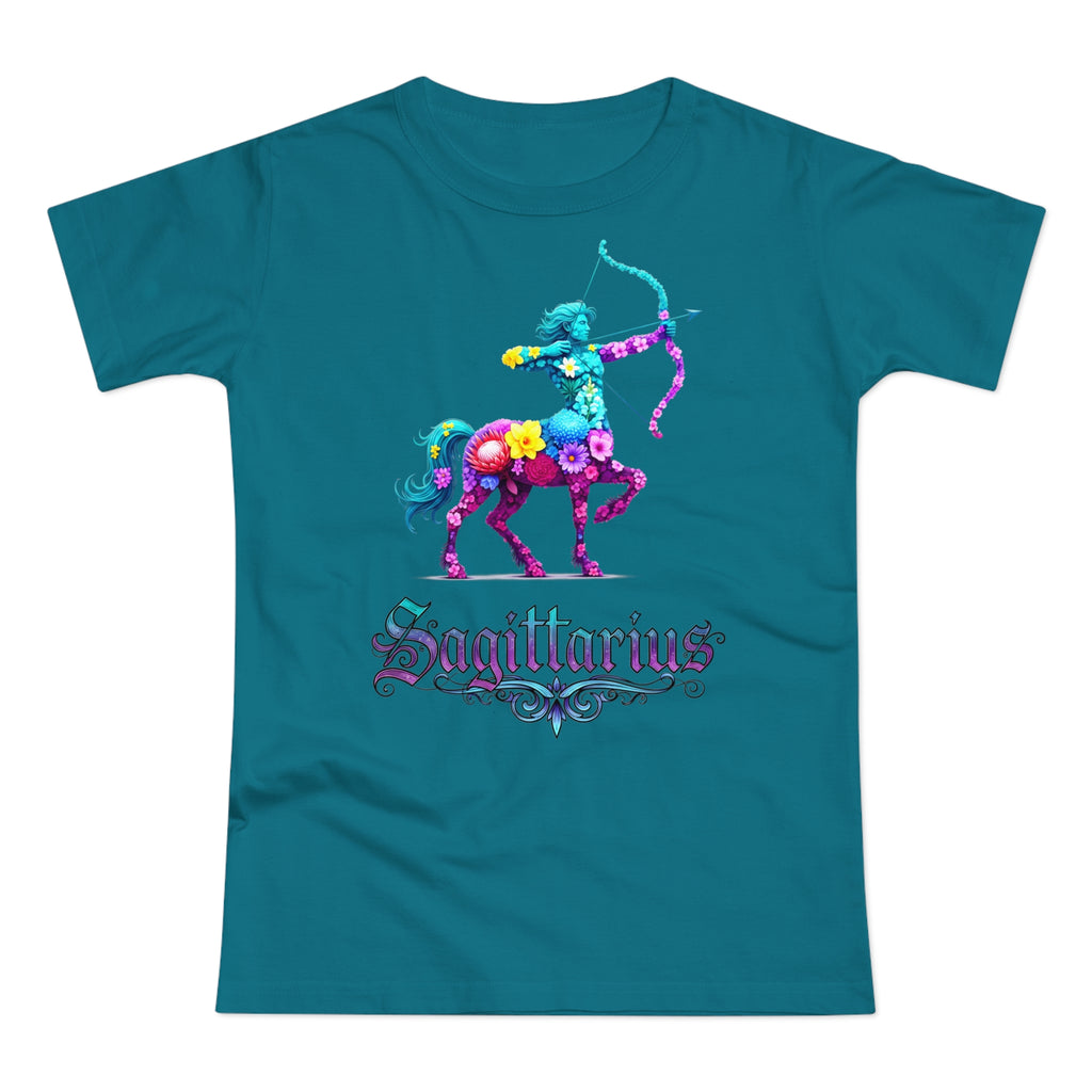 Schütze: Frontprint, Womens' T-Shirt, florales Sternzeichen, Zodiac Astrologie (Sagittarius)