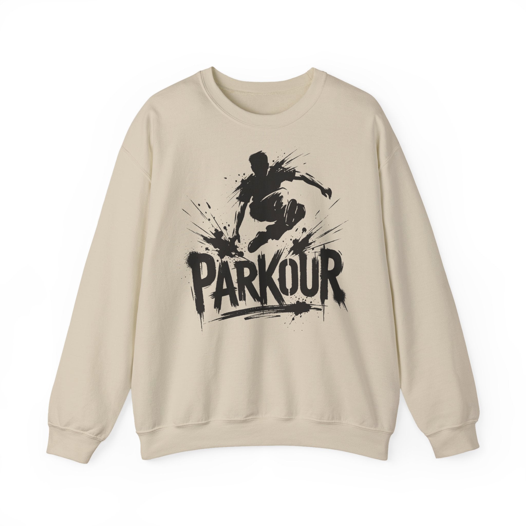Parkour 01: Frontprint, Unisex Sweatshirt - Urban Stunt Silhouette Crewneck