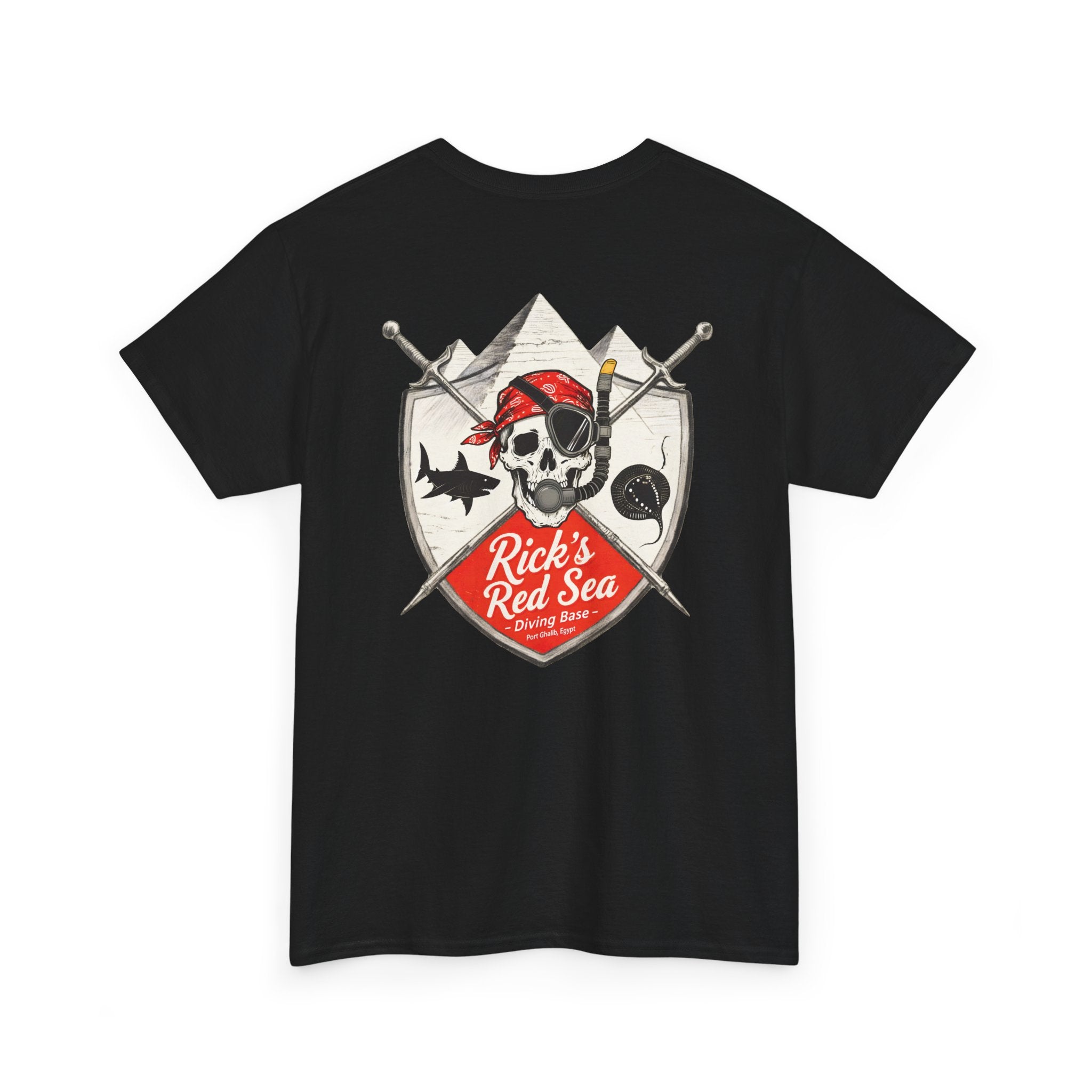 Diving Base Port Ghalib Egypt, Rick's Pirate-Themed Unisex Heavy Cotton Tee, Fun Nautical Shirt, Casual Tee for Summer, Gift for Pirate Lovers, Coastal Adventure Apparel