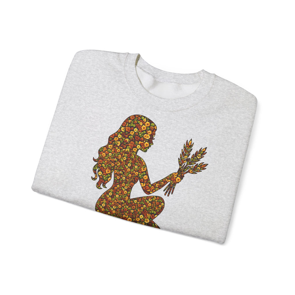 Jungfrau: Frontprint, Unisex Sweatshirt, florales Sternzeichen, Zodiac Astrologie (Virgo)