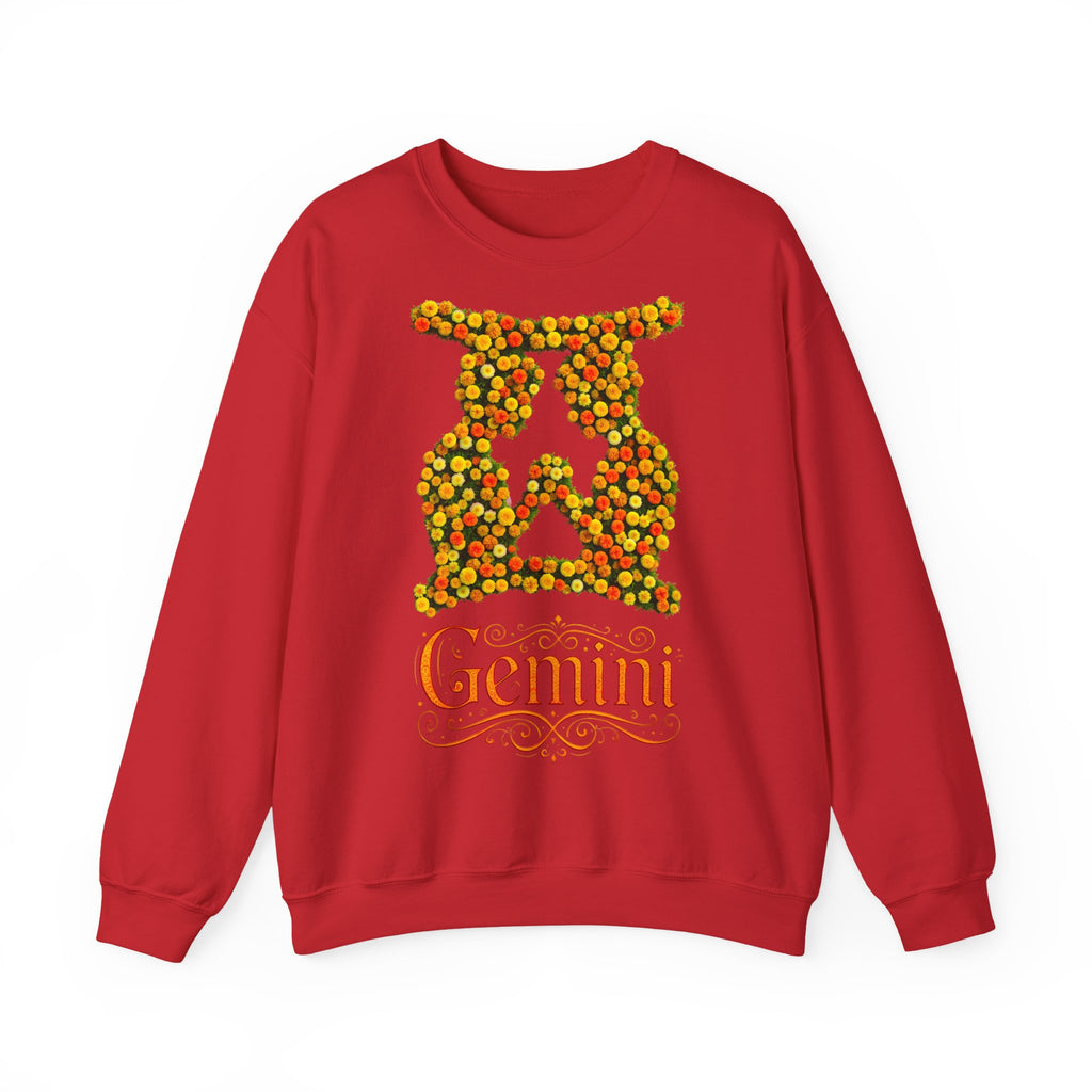 Zwilling: Frontprint, Unisex Sweatshirt, florales Sternzeichen, Zodiac Astrologie (Gemini)