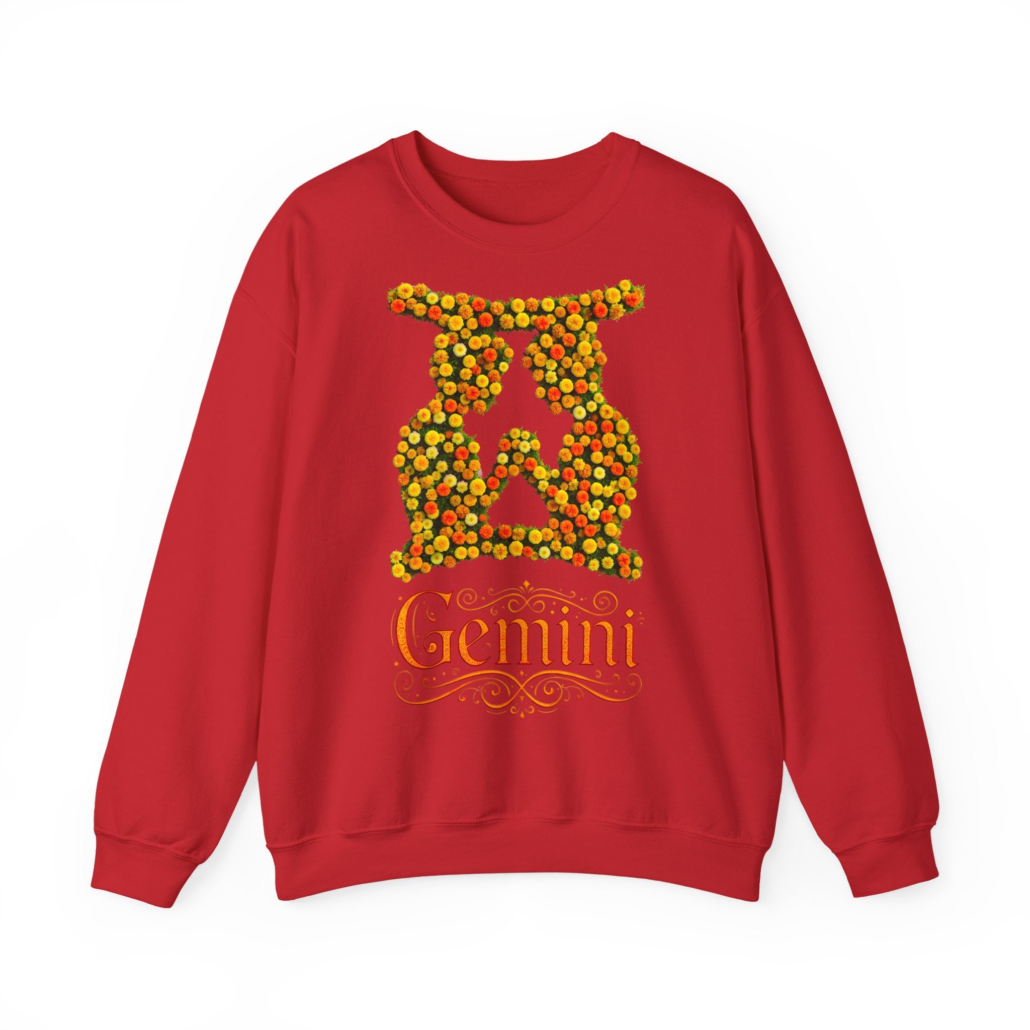 Zwilling: Frontprint, Unisex Sweatshirt, florales Sternzeichen, Zodiac Astrologie (Gemini)