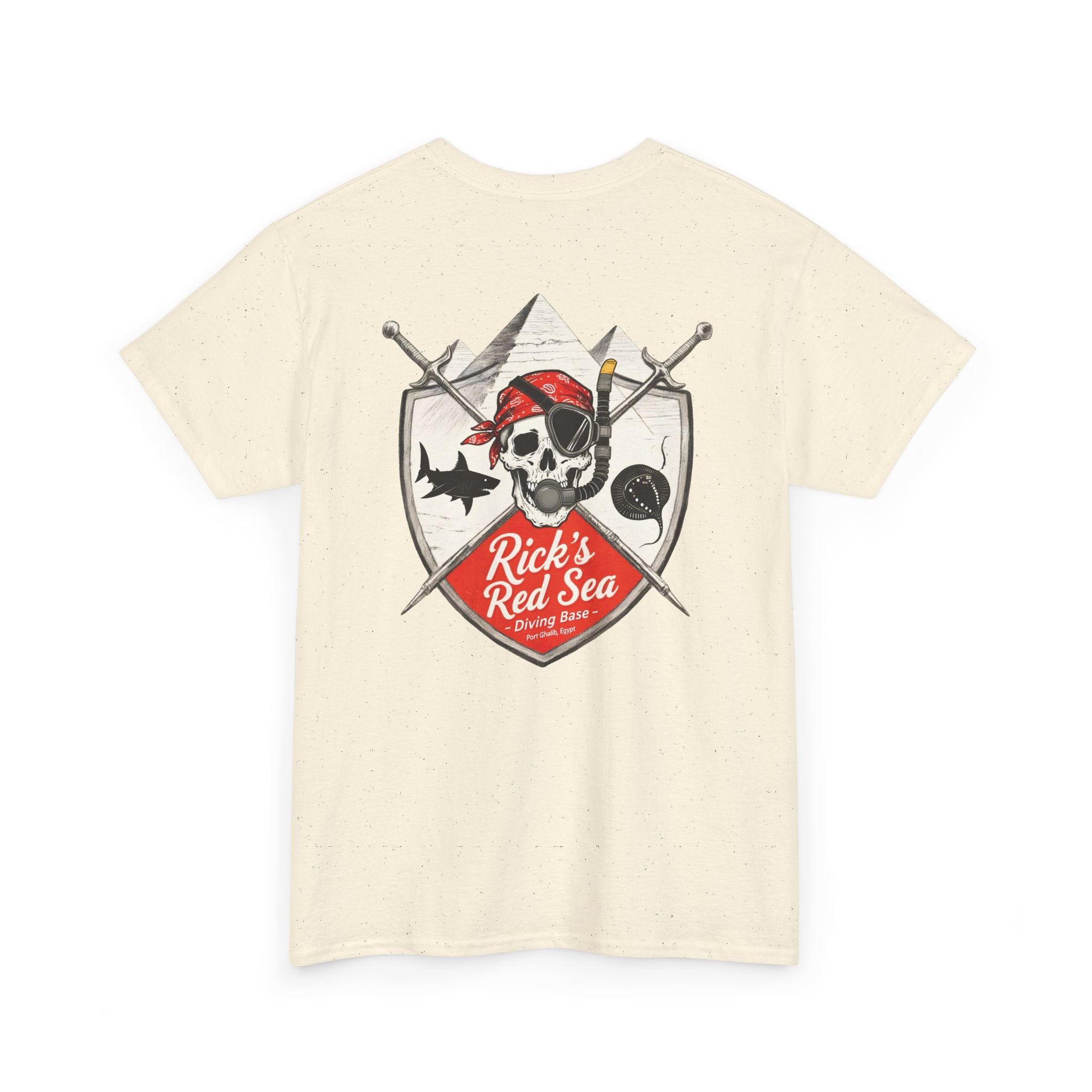 Diving Base Port Ghalib Egypt, Rick's Pirate-Themed Unisex Heavy Cotton Tee, Fun Nautical Shirt, Casual Tee for Summer, Gift for Pirate Lovers, Coastal Adventure Apparel