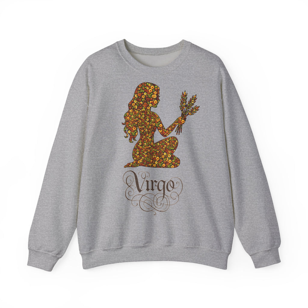Jungfrau: Frontprint, Unisex Sweatshirt, florales Sternzeichen, Zodiac Astrologie (Virgo)