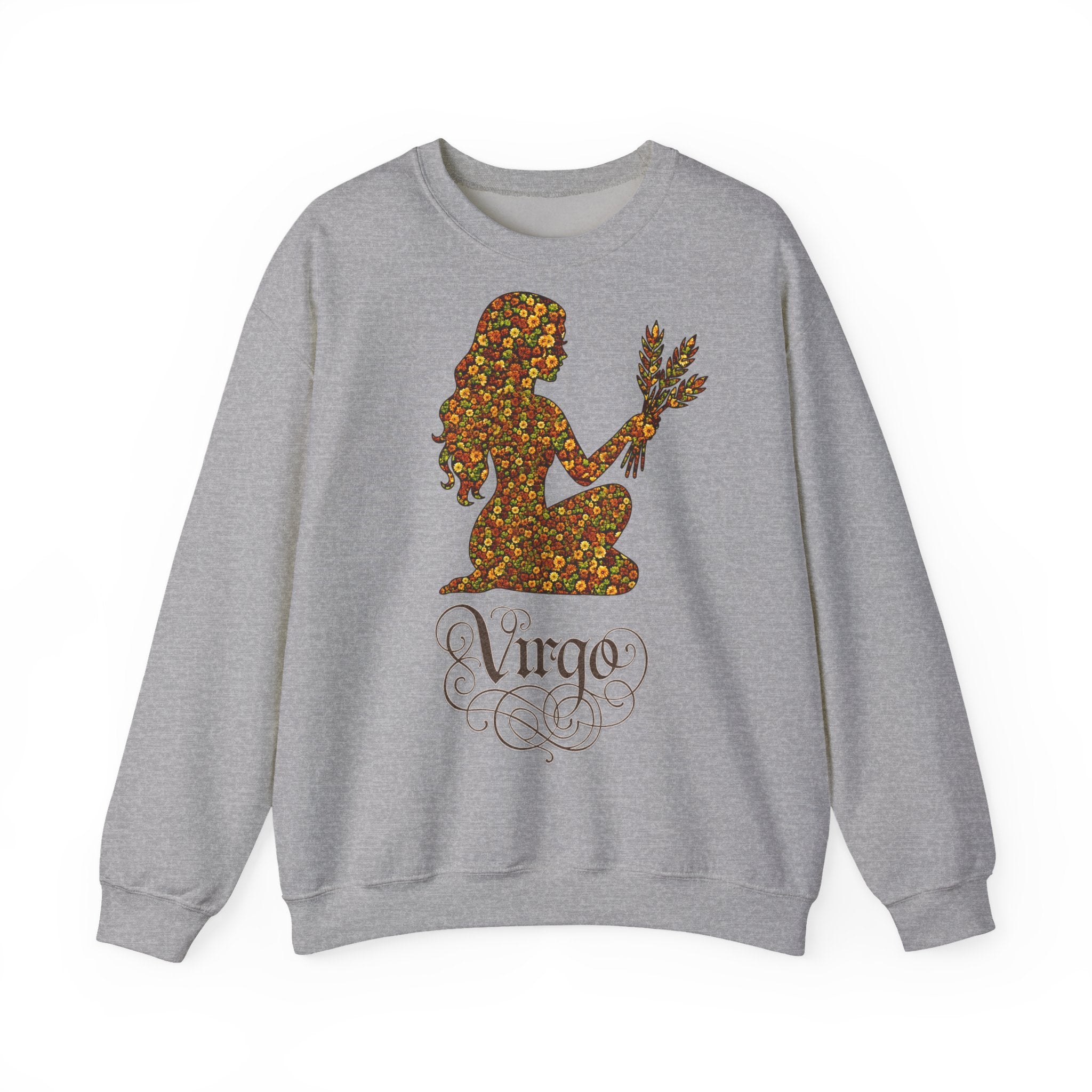 Jungfrau: Frontprint, Unisex Sweatshirt, florales Sternzeichen, Zodiac Astrologie (Virgo)