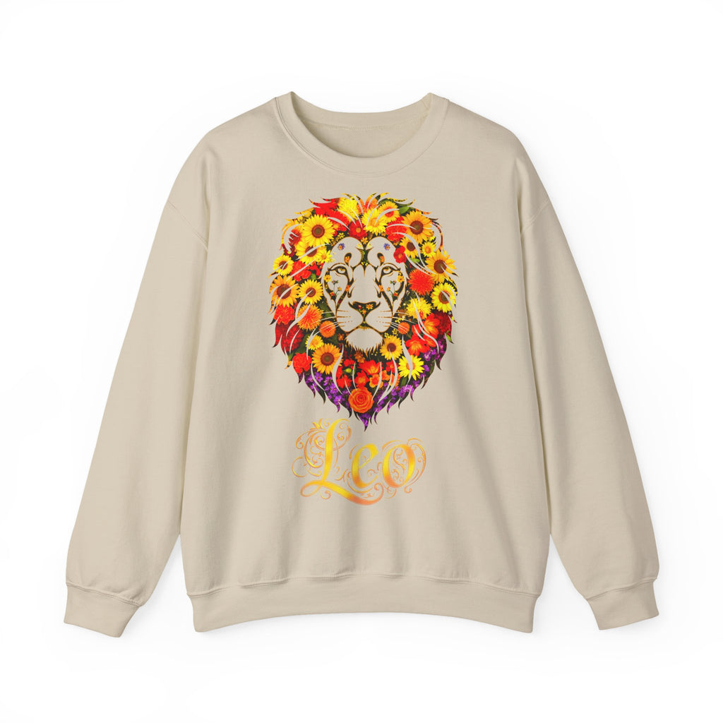 Löwe: Frontprint, Unisex Sweatshirt, florales Sternzeichen, Zodiac Astrologie (Leo)