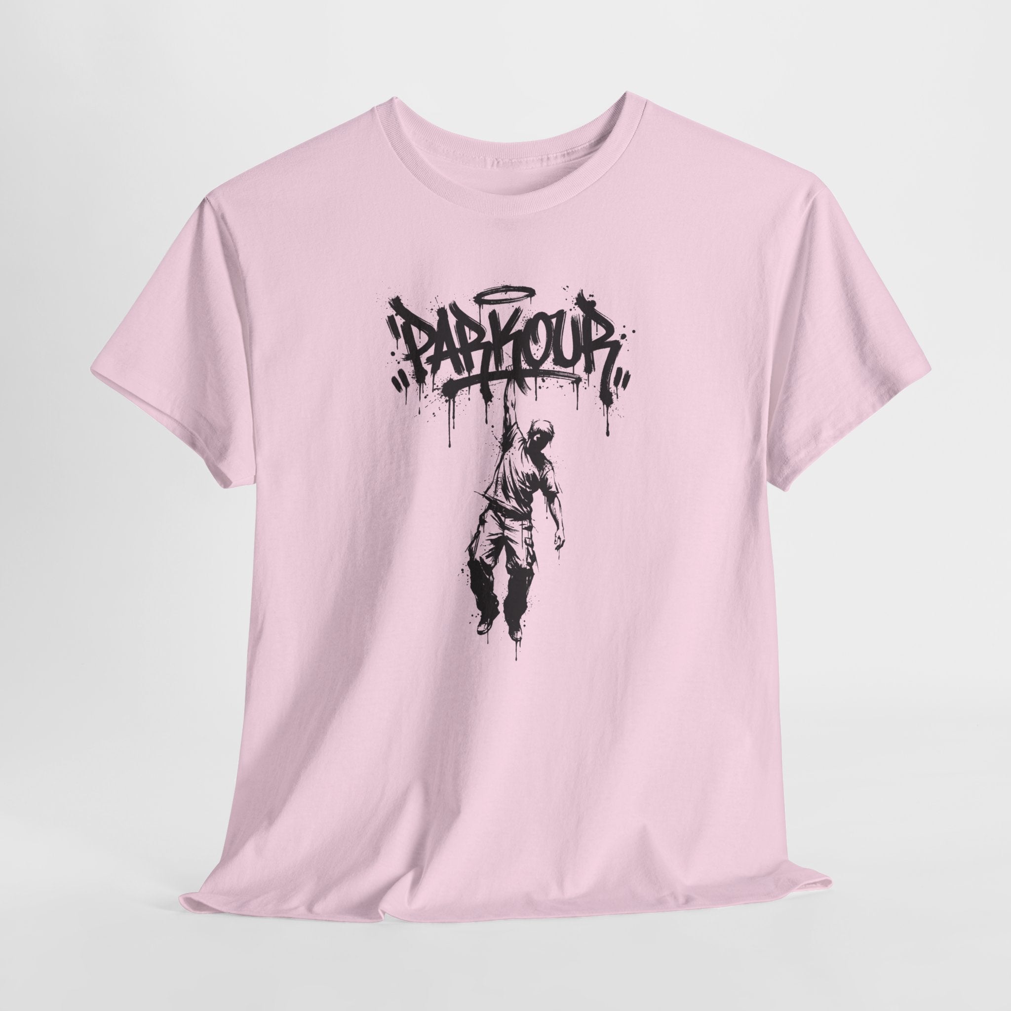 Parkour 04: Frontprint, Unisex T-Shirt - - Urban Stunt Silhouette Crewneck