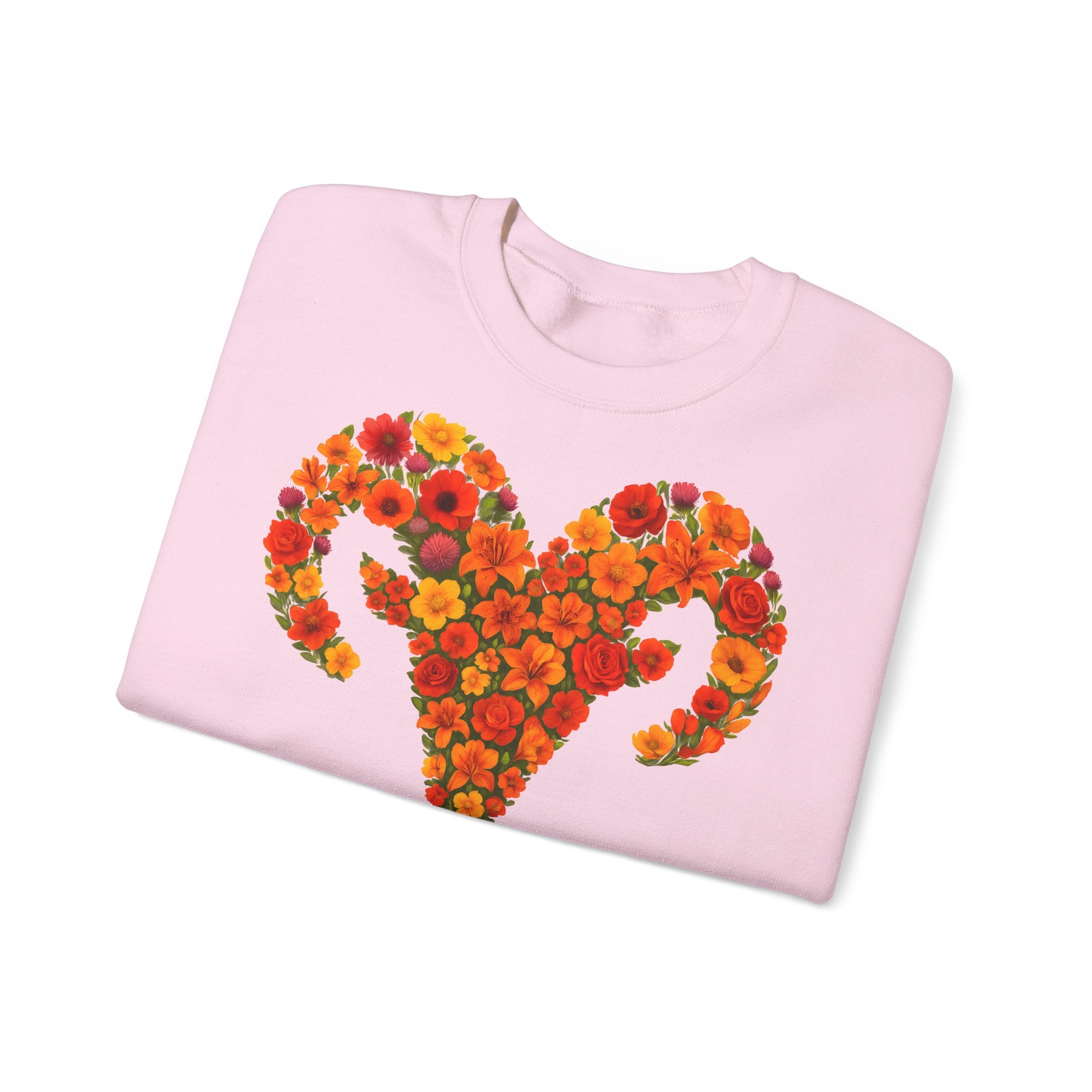Widder: Frontprint, Unisex Sweatshirt, florales Sternzeichen, Zodiac Astrologie (Aries)