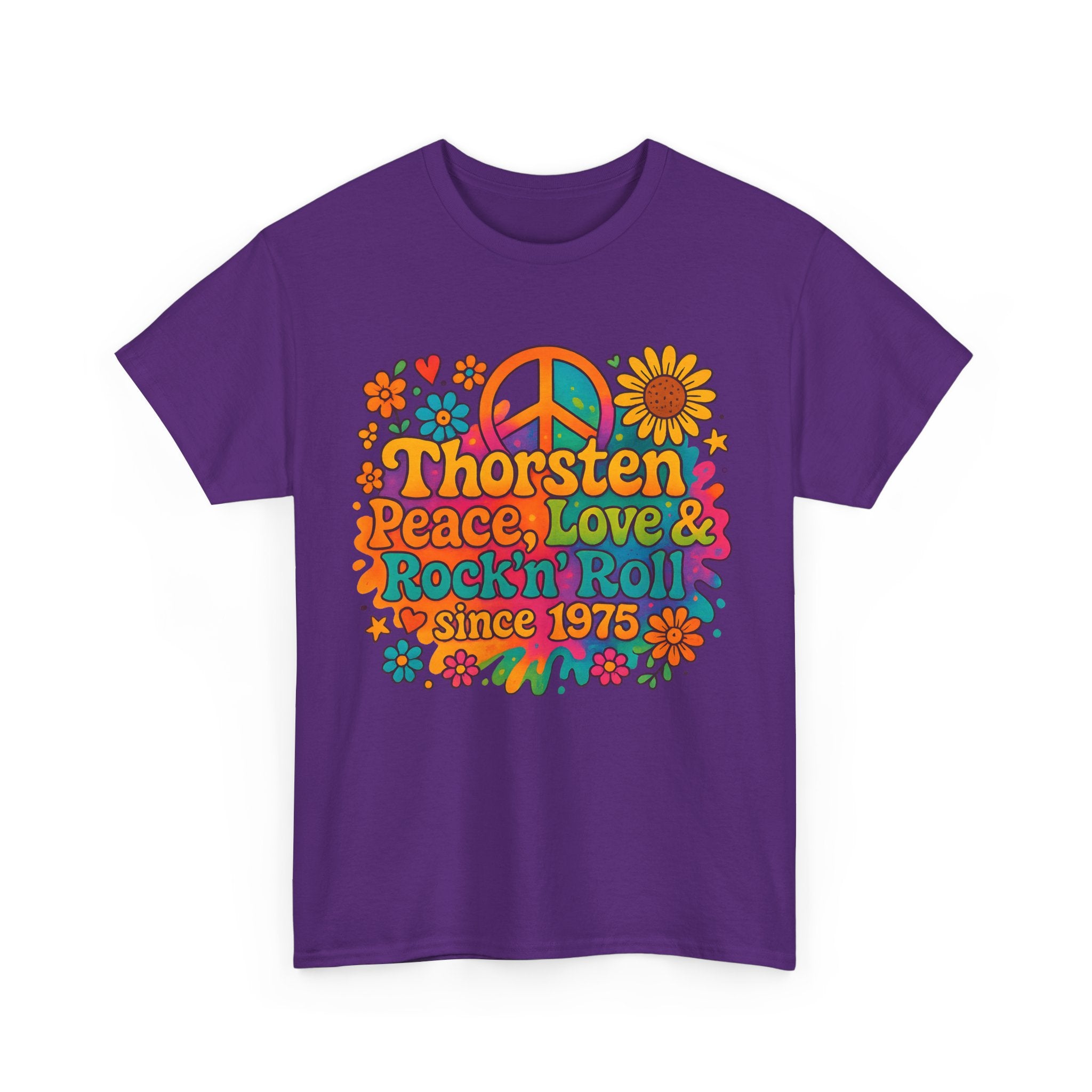 Thorsten, 1975, Retro Peace & Love Tee, Unisex Heavy Cotton Top, Vintage Rock'n'Roll Shirt, Music Lover Gift, 70s Inspired Fashion