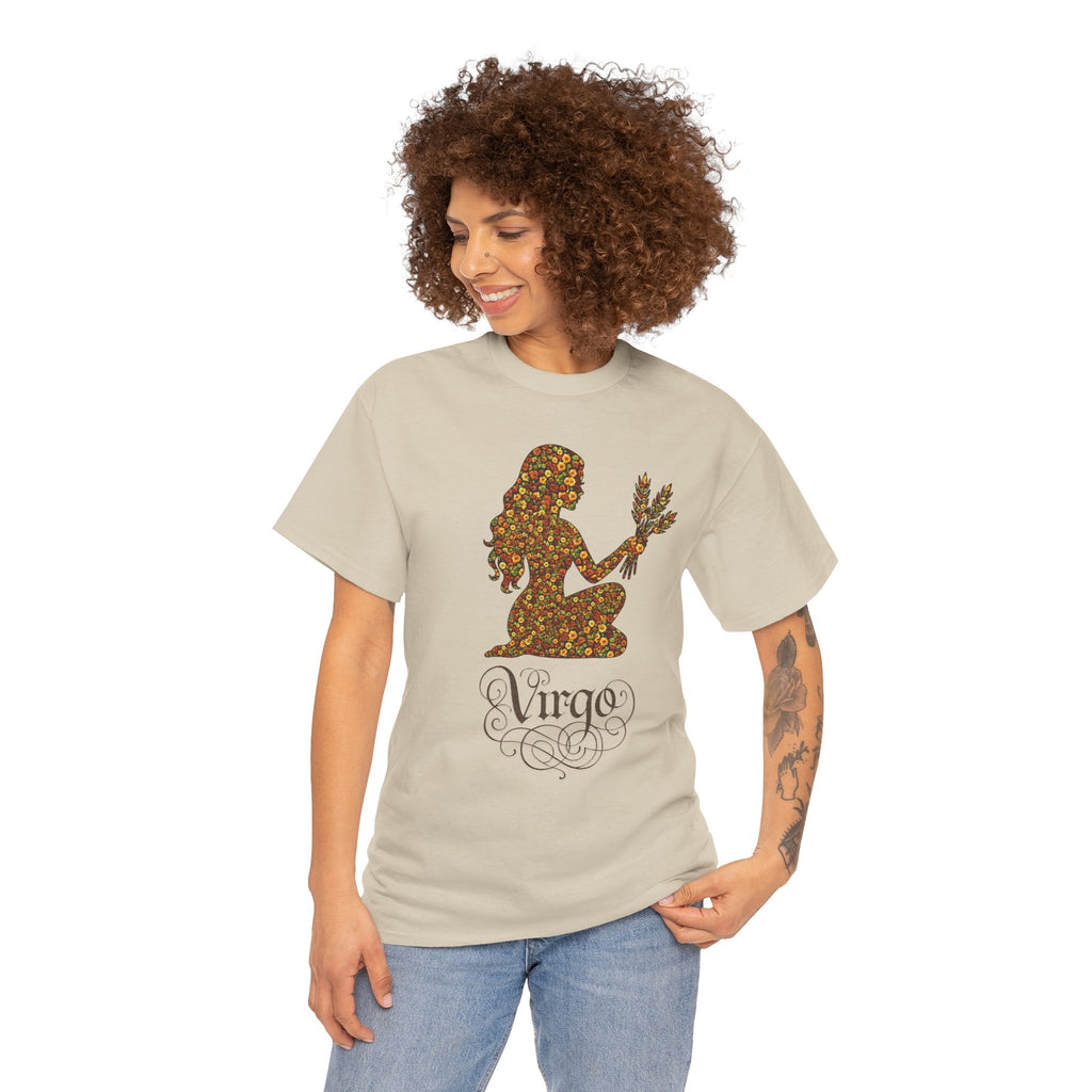 Virgo Floral Zodiac Tee for Astrology Lovers, Unisex Cotton T-Shirt, Boho Style Shirt, Astrology Gift, Star Sign Tee
