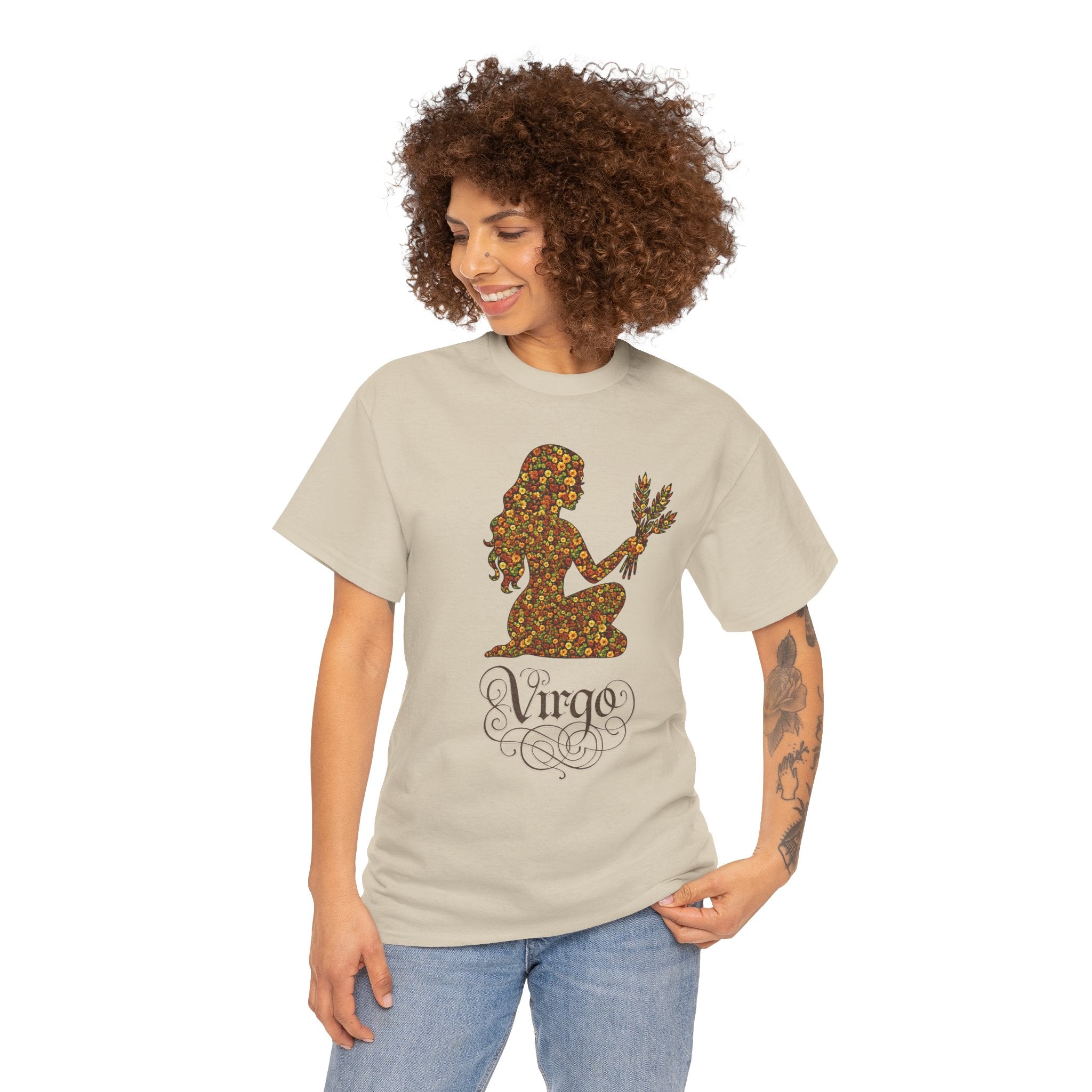 Virgo Floral Zodiac Tee for Astrology Lovers, Unisex Cotton T-Shirt, Boho Style Shirt, Astrology Gift, Star Sign Tee