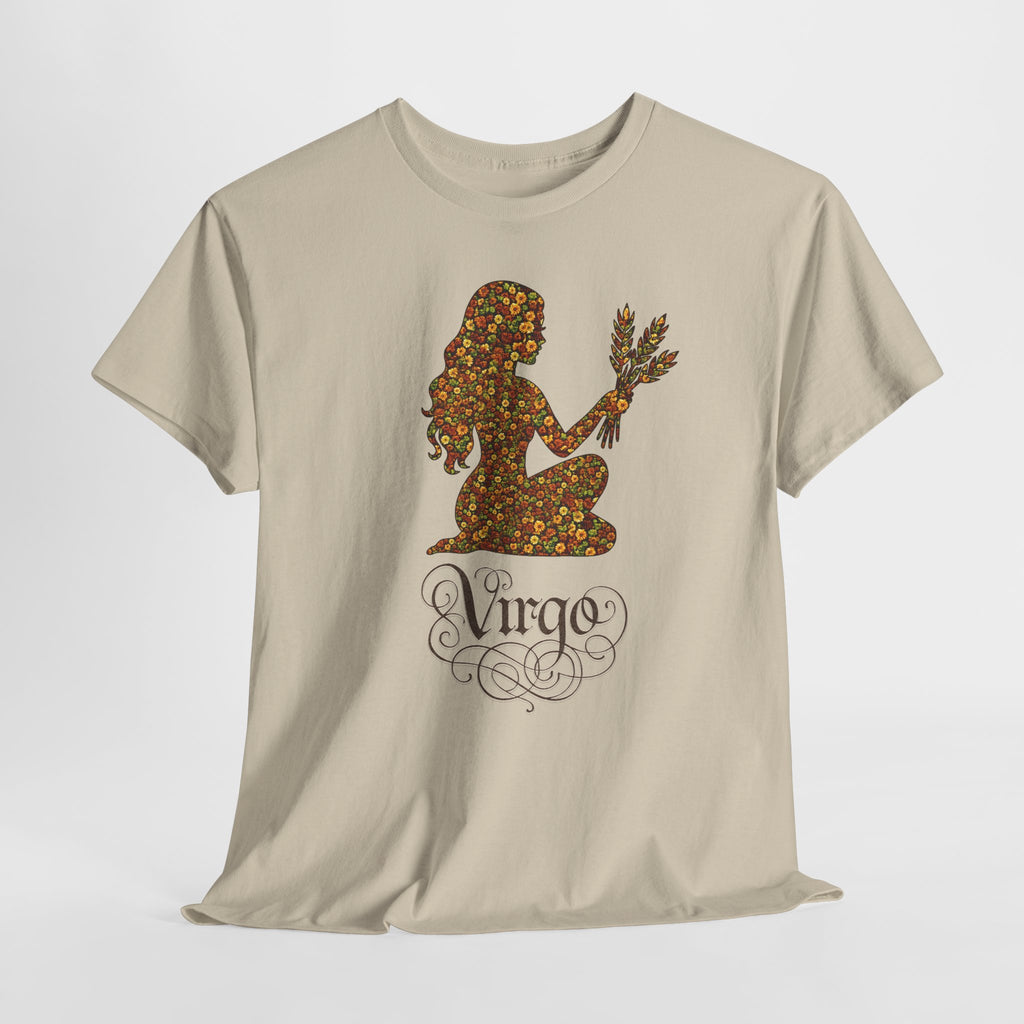 Virgo Floral Zodiac Tee for Astrology Lovers, Unisex Cotton T-Shirt, Boho Style Shirt, Astrology Gift, Star Sign Tee