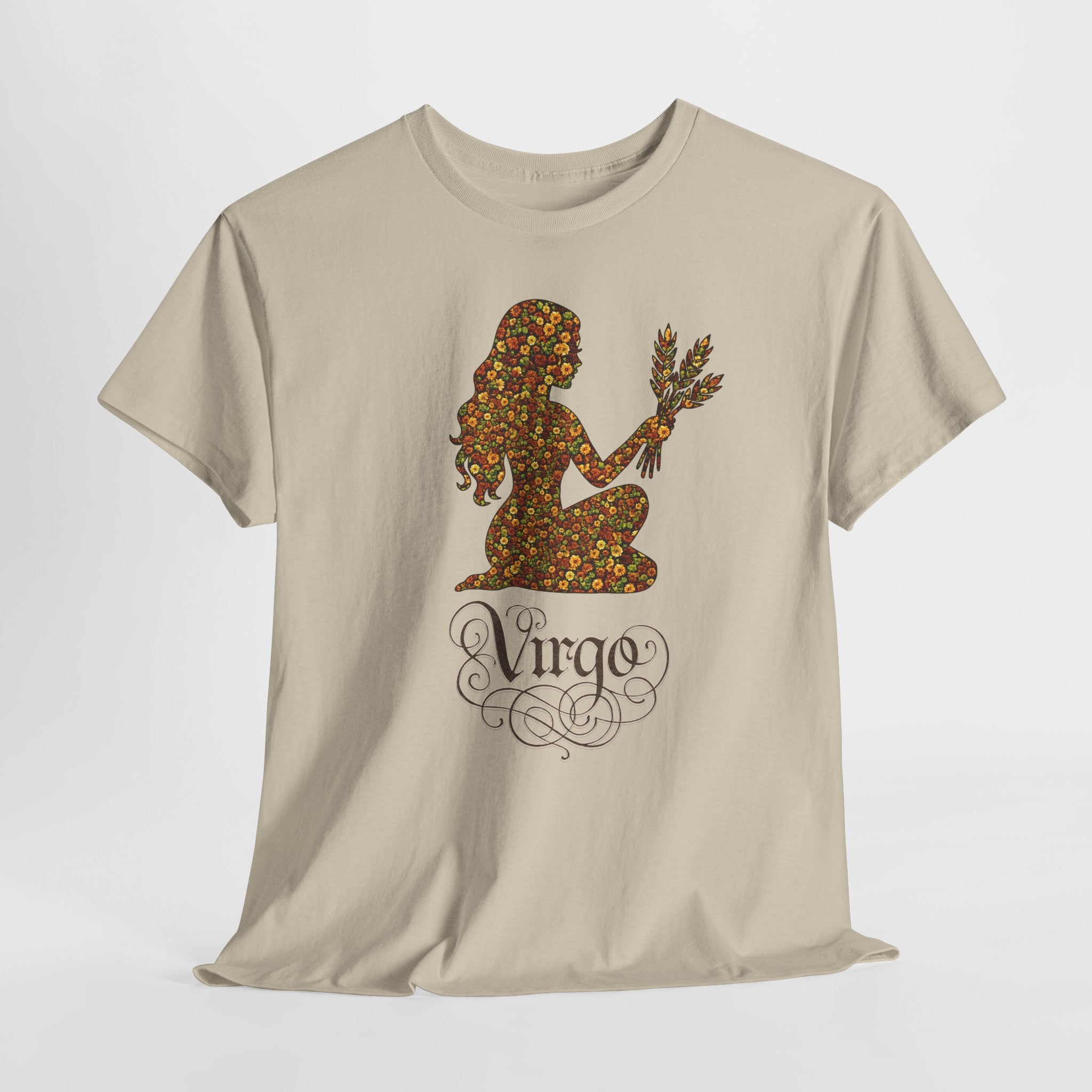 Virgo Floral Zodiac Tee for Astrology Lovers, Unisex Cotton T-Shirt, Boho Style Shirt, Astrology Gift, Star Sign Tee