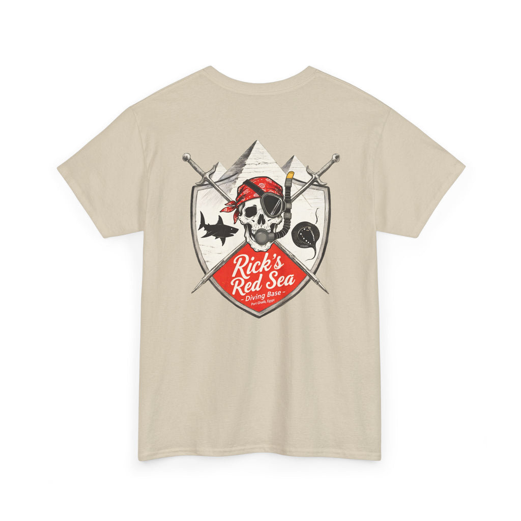 Diving Base Port Ghalib Egypt, Rick's Pirate-Themed Unisex Heavy Cotton Tee, Fun Nautical Shirt, Casual Tee for Summer, Gift for Pirate Lovers, Coastal Adventure Apparel