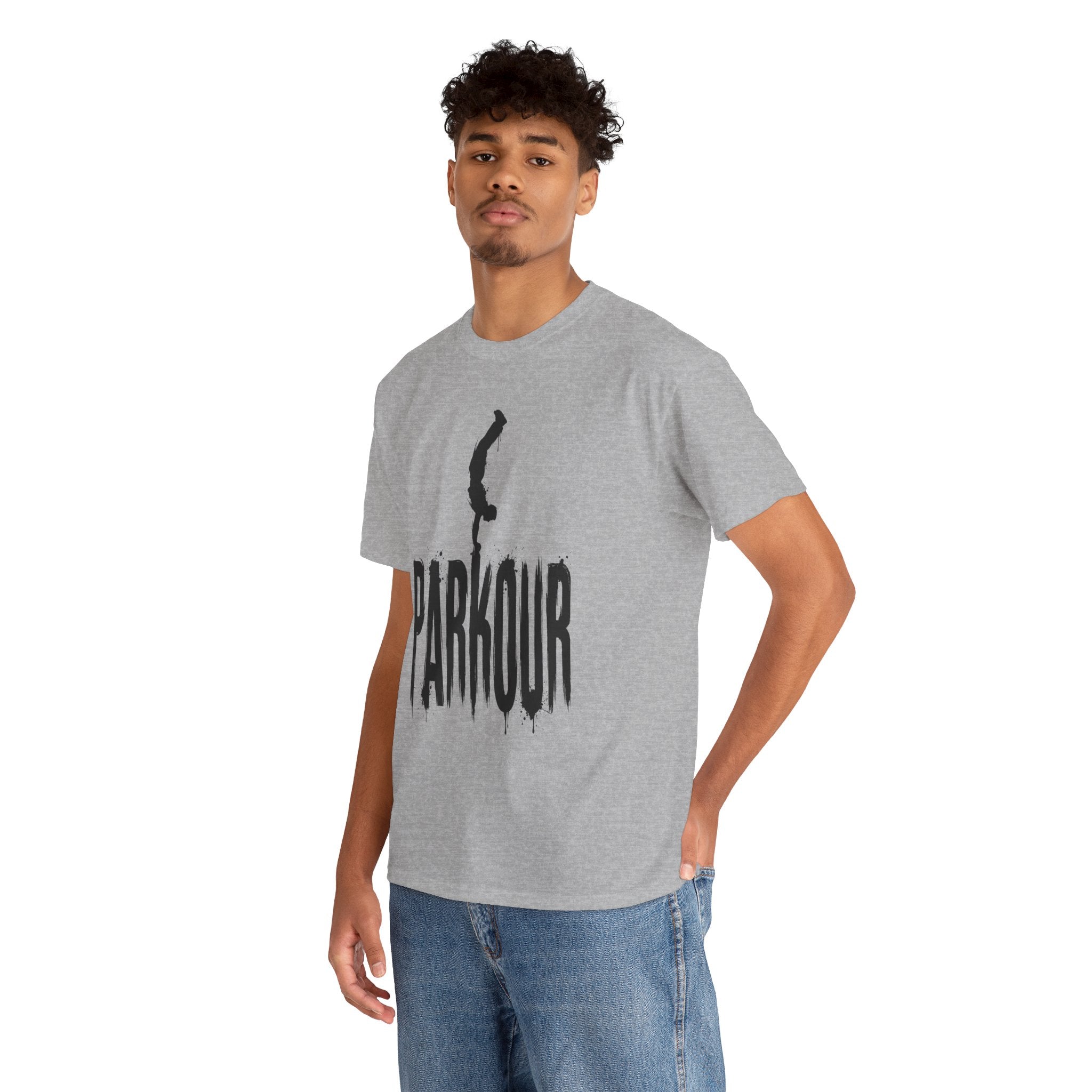 Parkour 03: Frontprint, Unisex T-Shirt - Urban Stunt Silhouette Crewneck