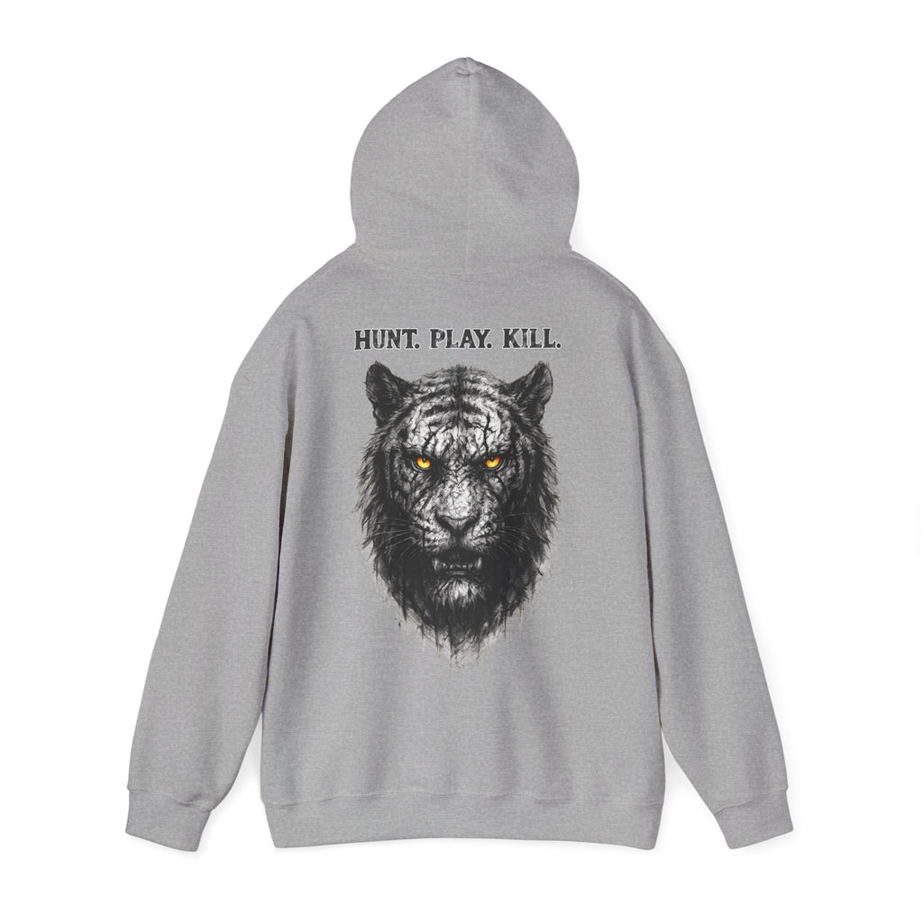 Tiger - Hunt. Play. Kill: Backprint, Unisex Hoodie, Animal-Collection