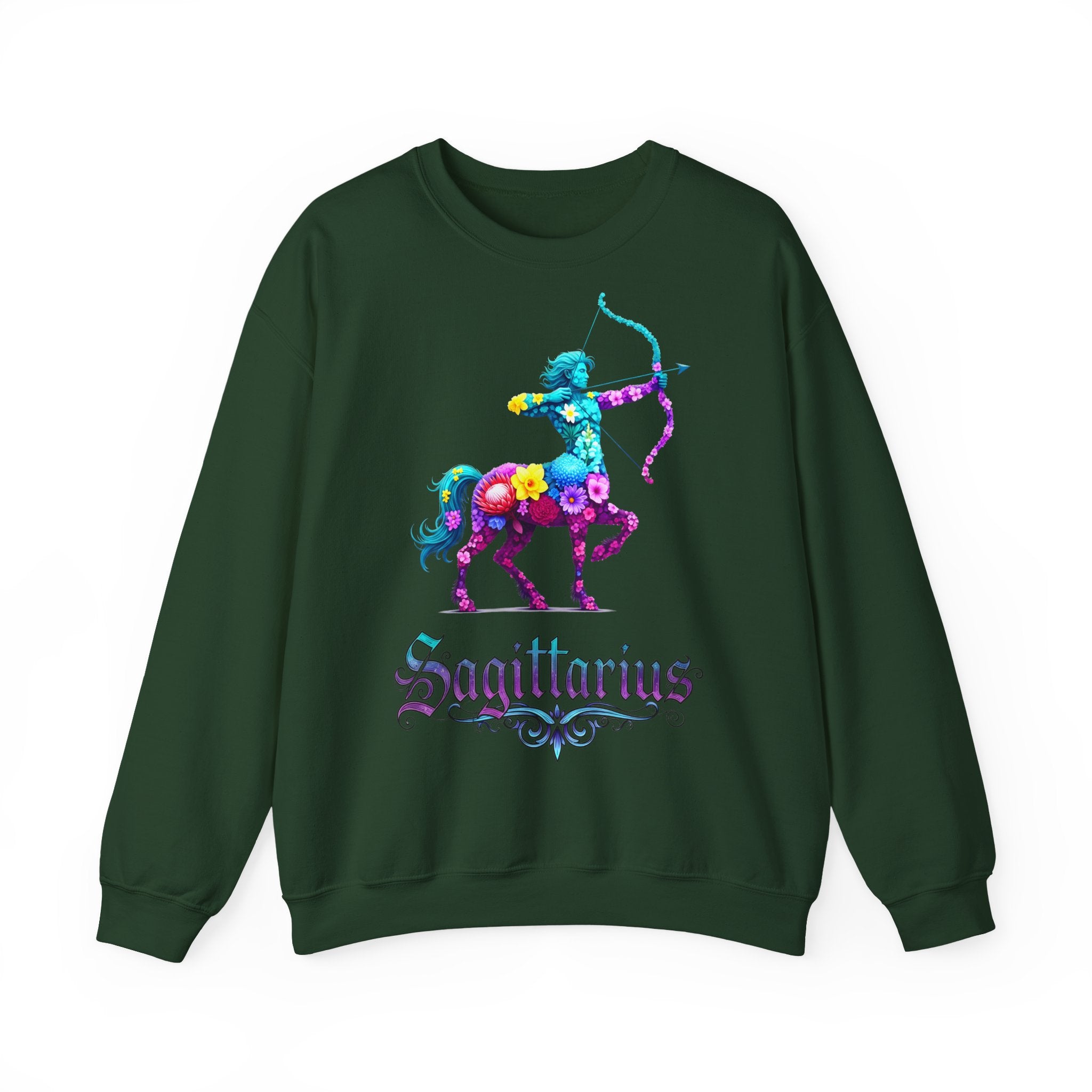 Schütze: Frontprint, Unisex Sweatshirt, florales Sternzeichen, Zodiac Astrologie (Sagittarius)