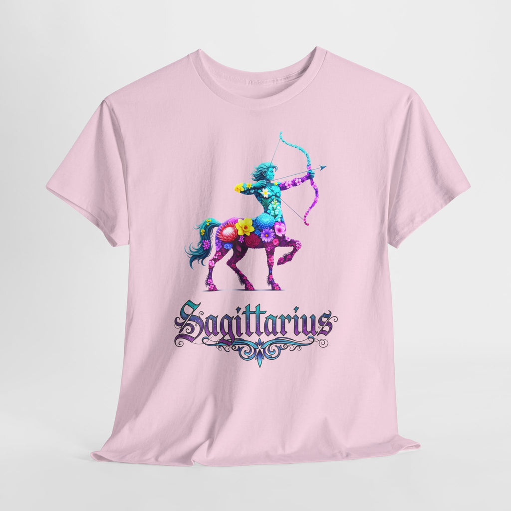 Schütze: Frontprint, Unisex T-Shirt - Florales Sternzeichen Astrologie (Sagittarius)