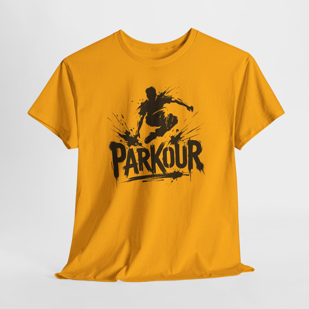 Parkour 01: Frontprint, Unisex T-Shirt - - Urban Stunt Silhouette Crewneck