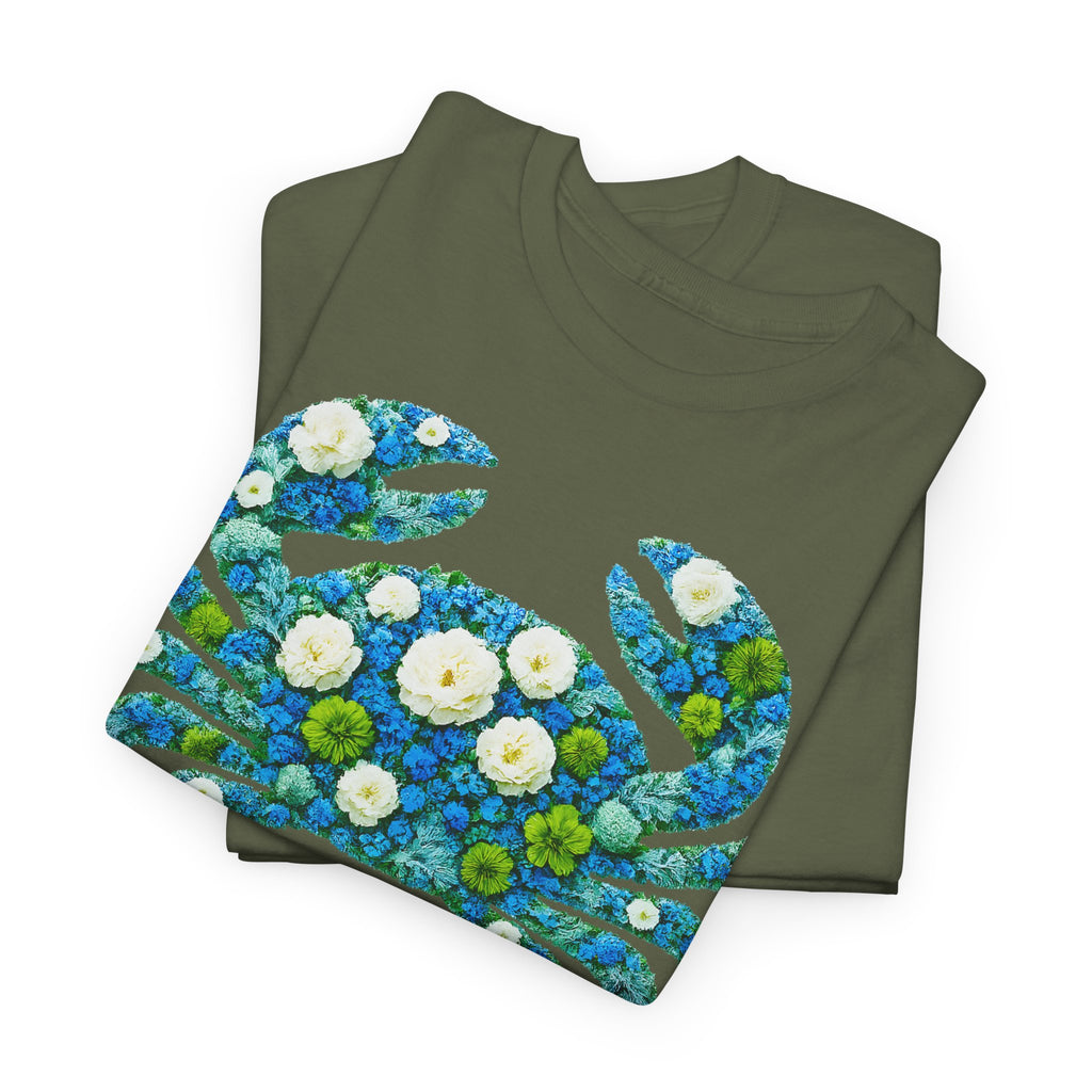 Krebs: Frontprint, Unisex T-Shirt - Florales Sternzeichen Astrologie (Cancer)