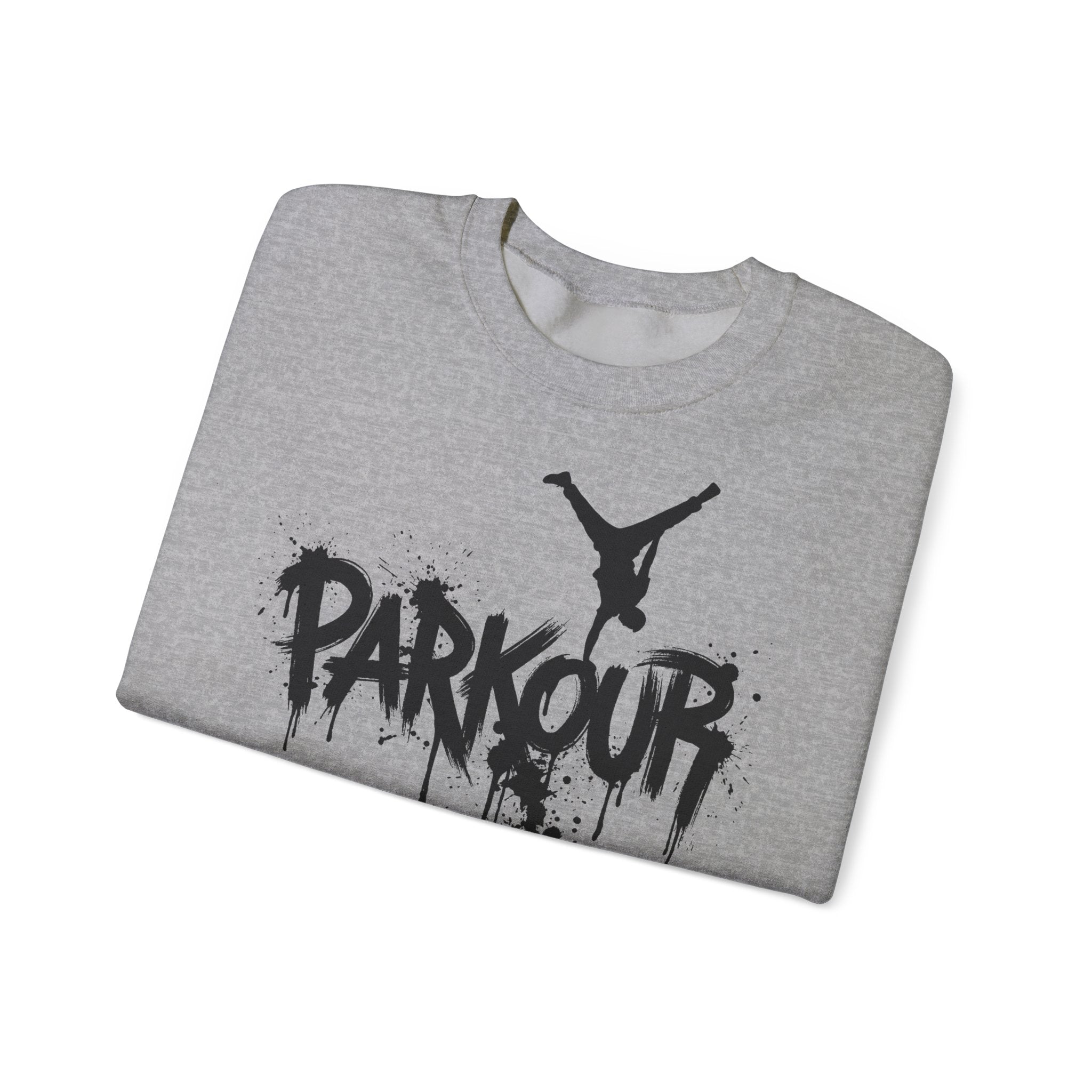 Parkour 05: Frontprint, Unisex Sweatshirt - Urban Stunt Silhouette Crewneck
