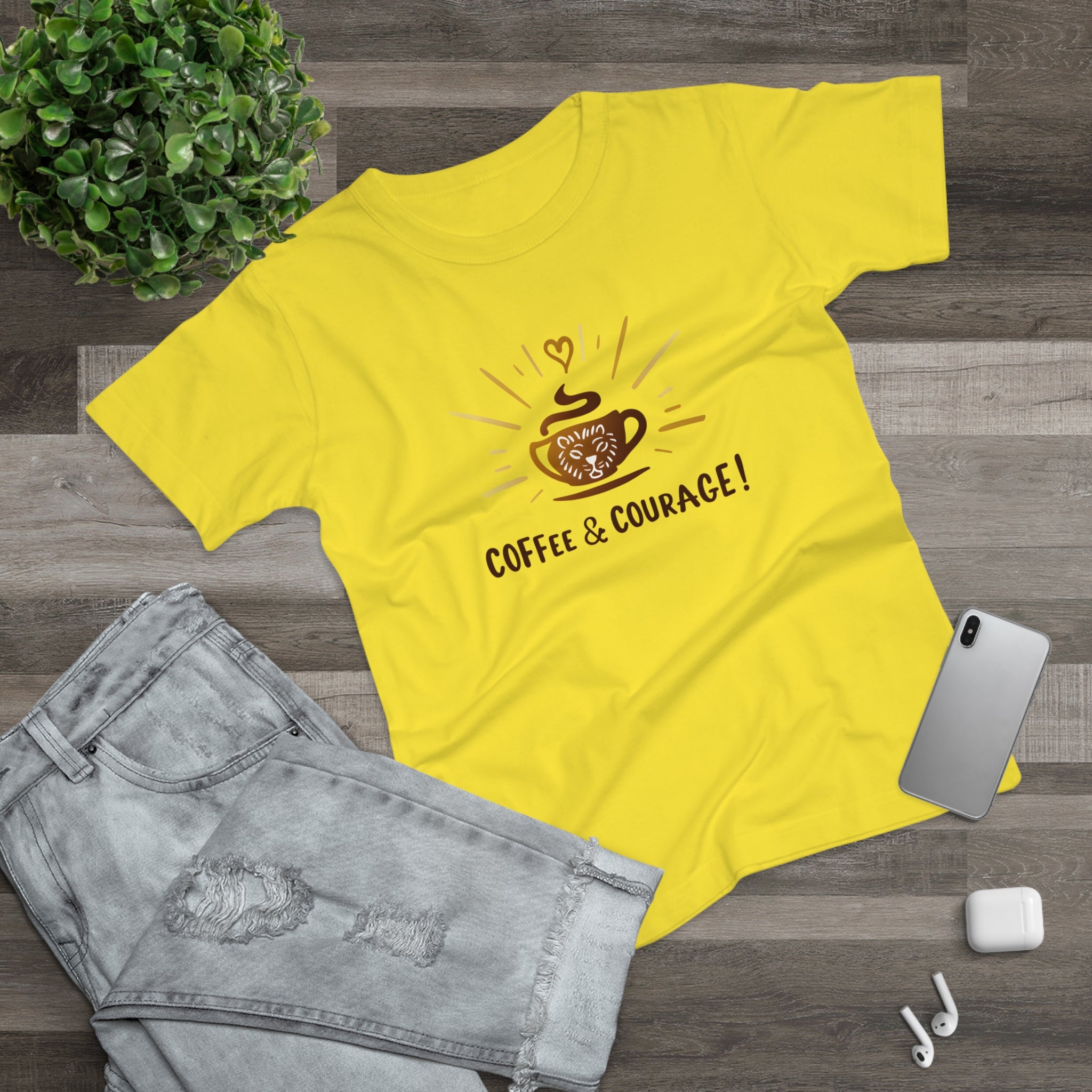 Coffee & Courage, Frontprint, Women's T-Shirt